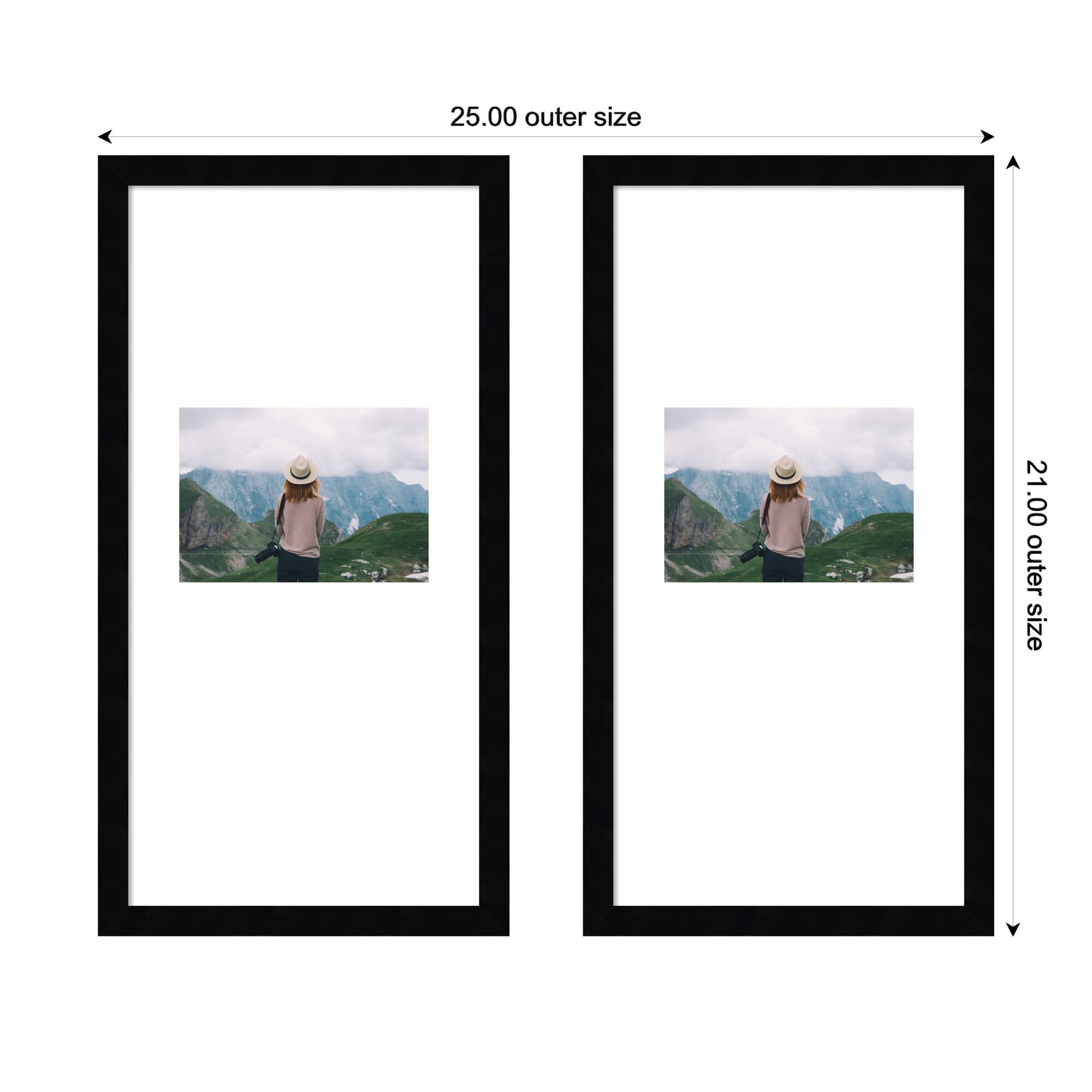 Kate and Laurel 11" x 20" Svelte Noir Black Photo Frames with 5" x 7" Mat, 2ct.