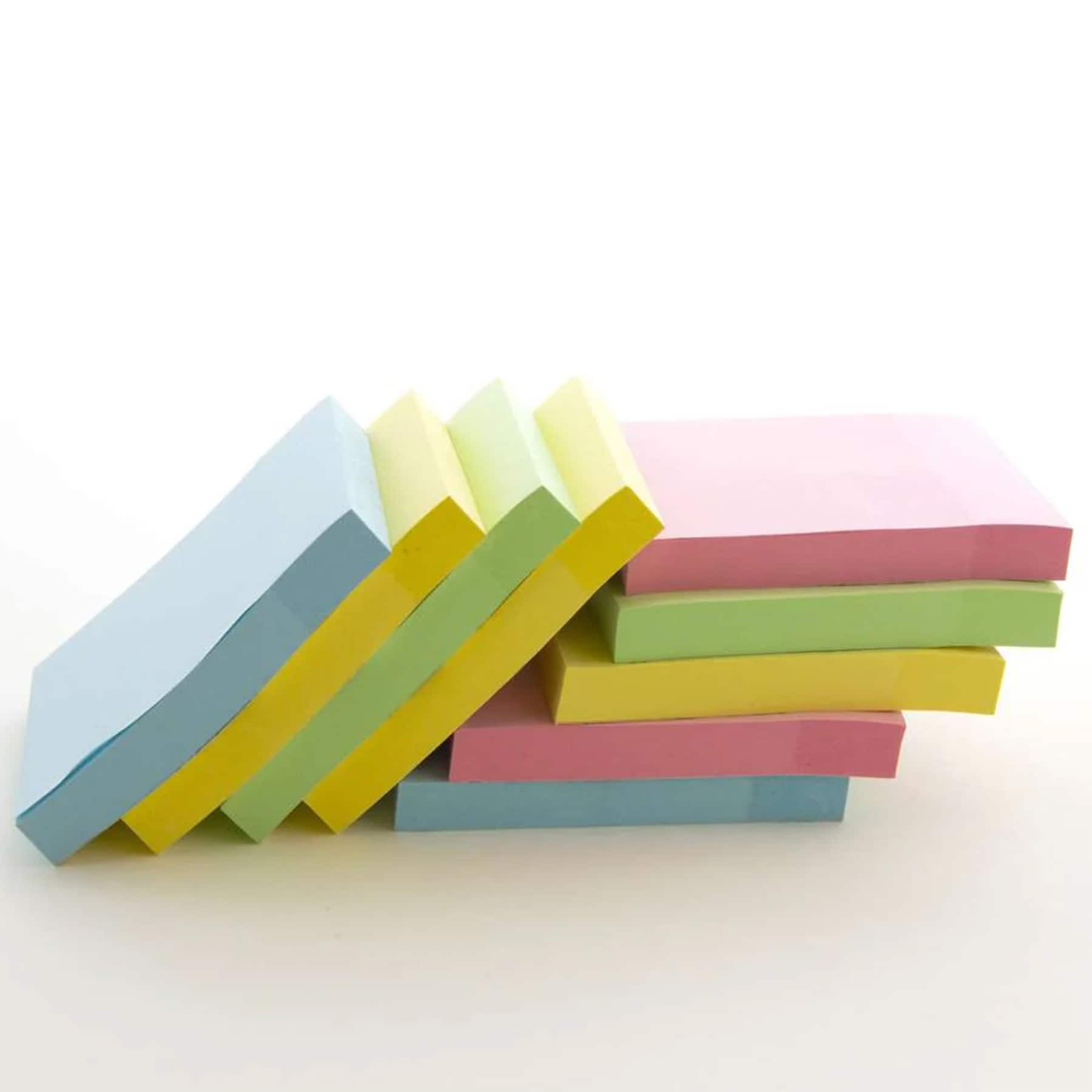 BAZIC Products® 3" x 3" Assorted Sticky Notepads, 12 Packs of 100