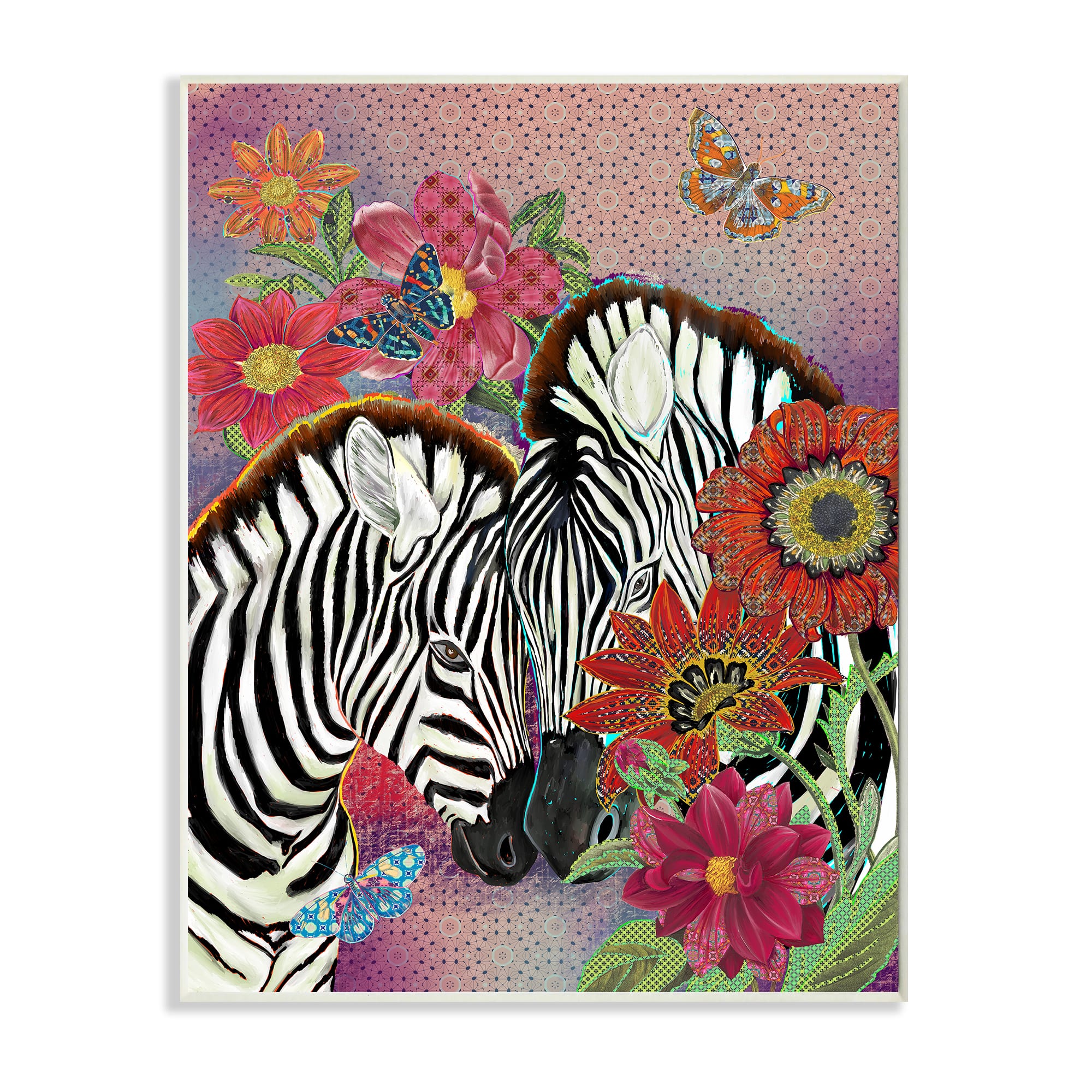 Stupell Industries Loving Zebra Pair over Pink Arabesque Pattern Wall Plaque