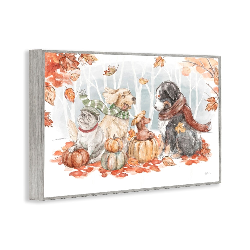 Stupell Industries Autumn Fun Dogs Framed Giclee Art