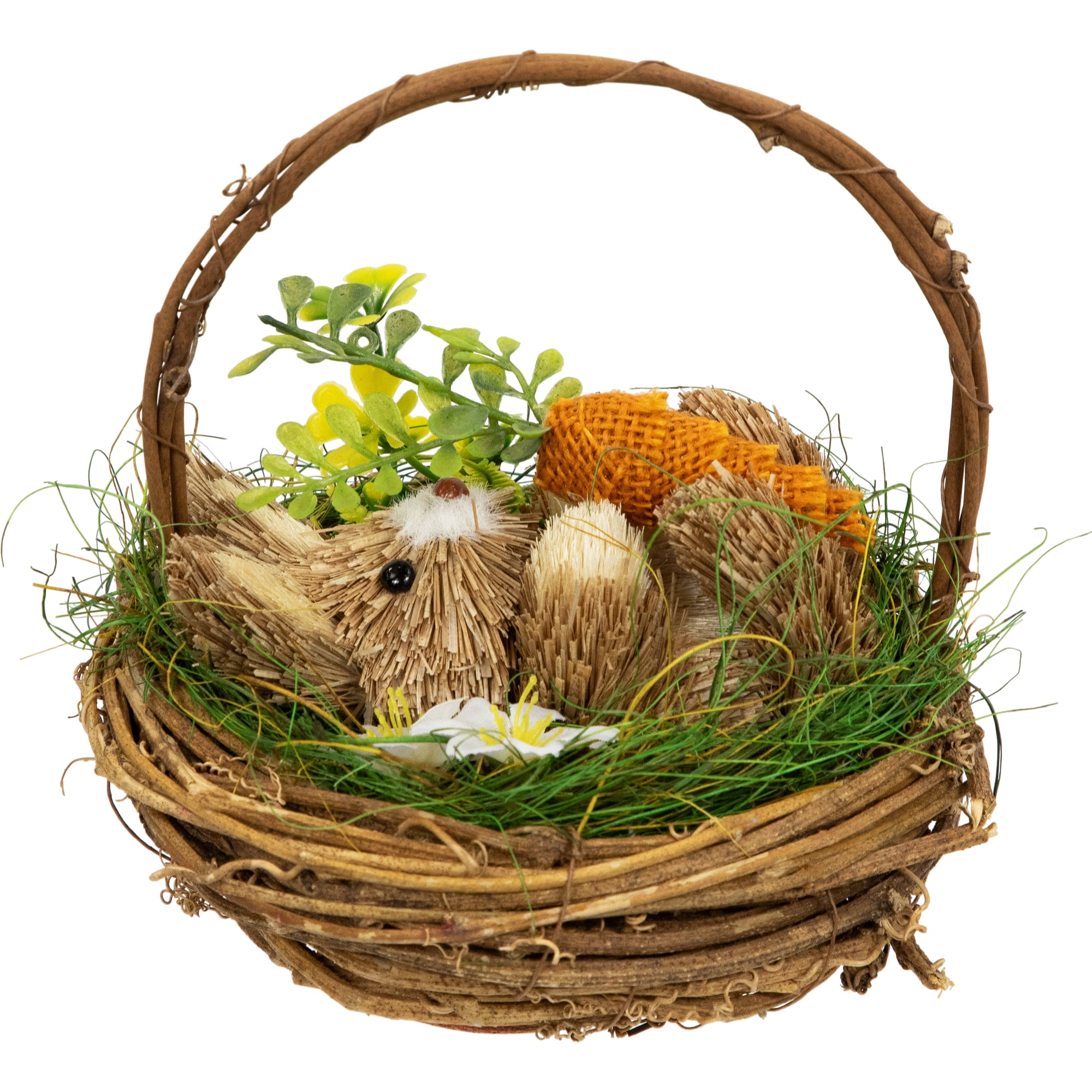 6.5" Bunny in Woven Basket Easter Décor