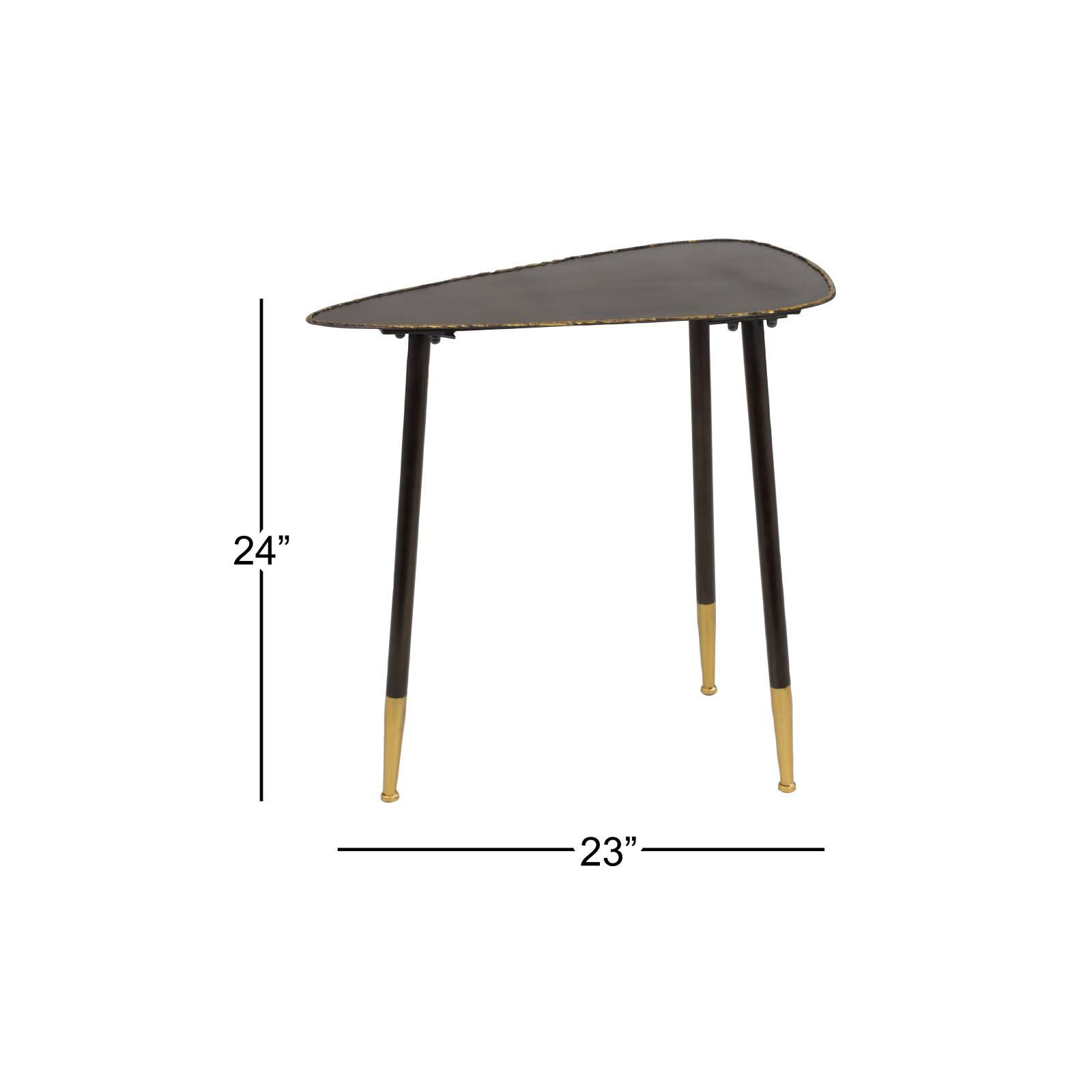 24" Black Iron Industrial Accent Table
