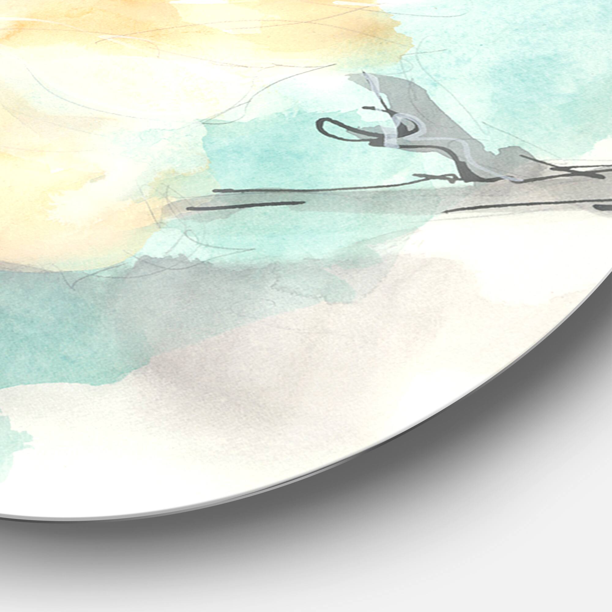 Designart - Teal Buds II - Traditional Metal Circle Wall Art