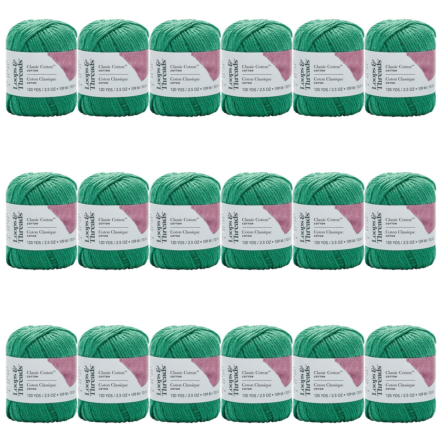 18 Pack: Classic Cotton™ Yarn by Loops & Threads