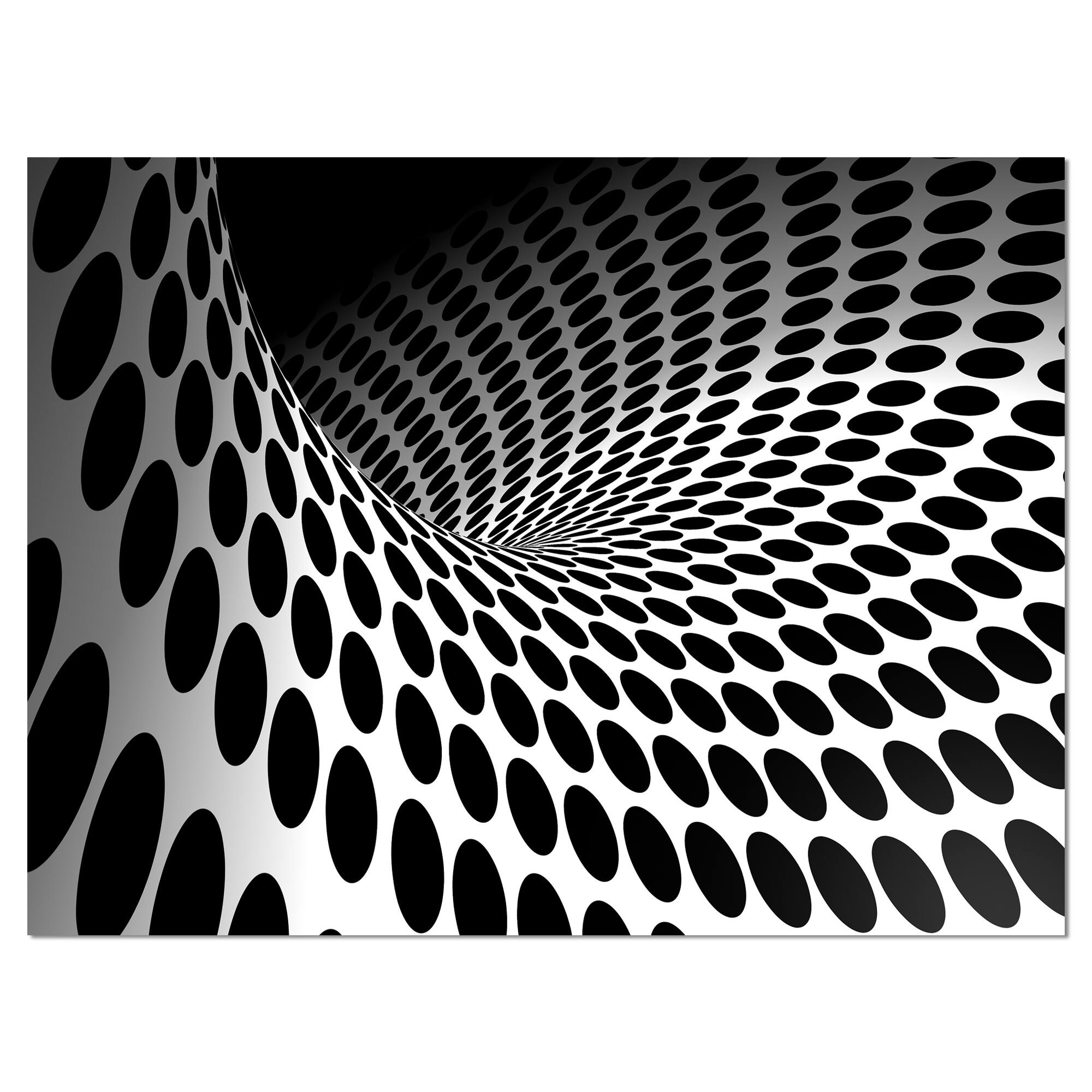 Designart - Waves and Circles Black n’ White - Contemporary Canvas Art Print