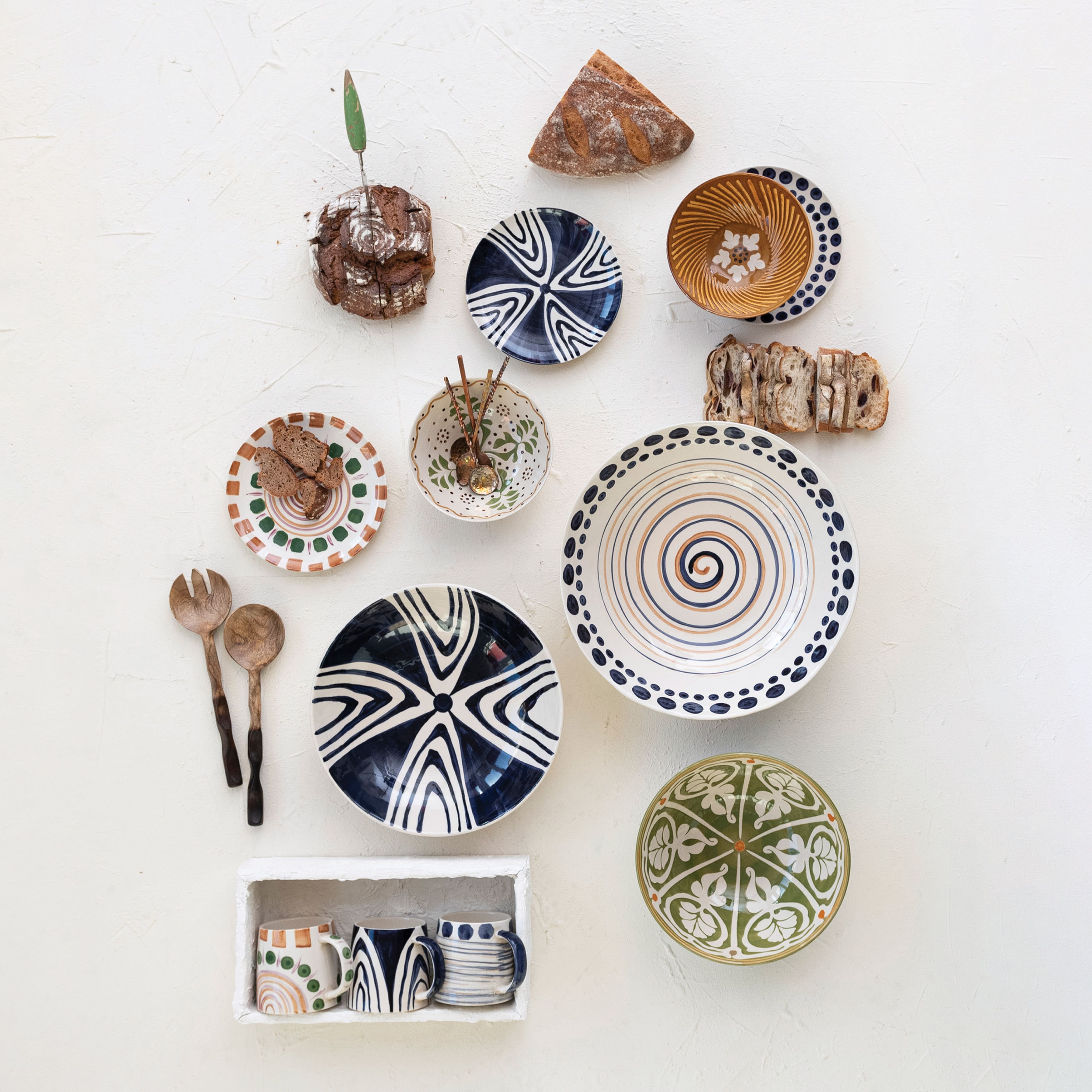 Hello Honey® 4.25" Geometric Print Stoneware Mug Set