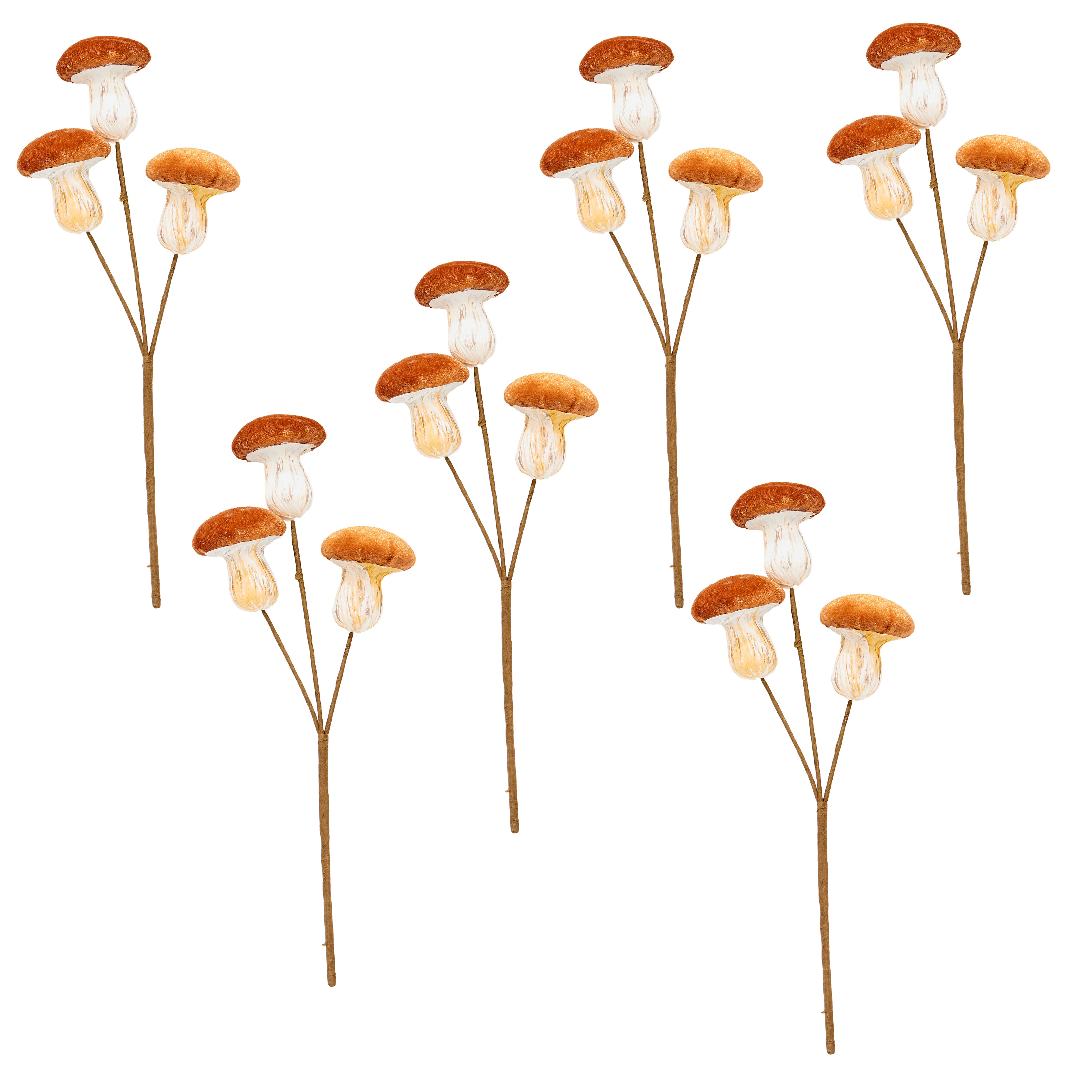 Worth Imports 12" Artificial Fall Mushroom Picks, 6ct.