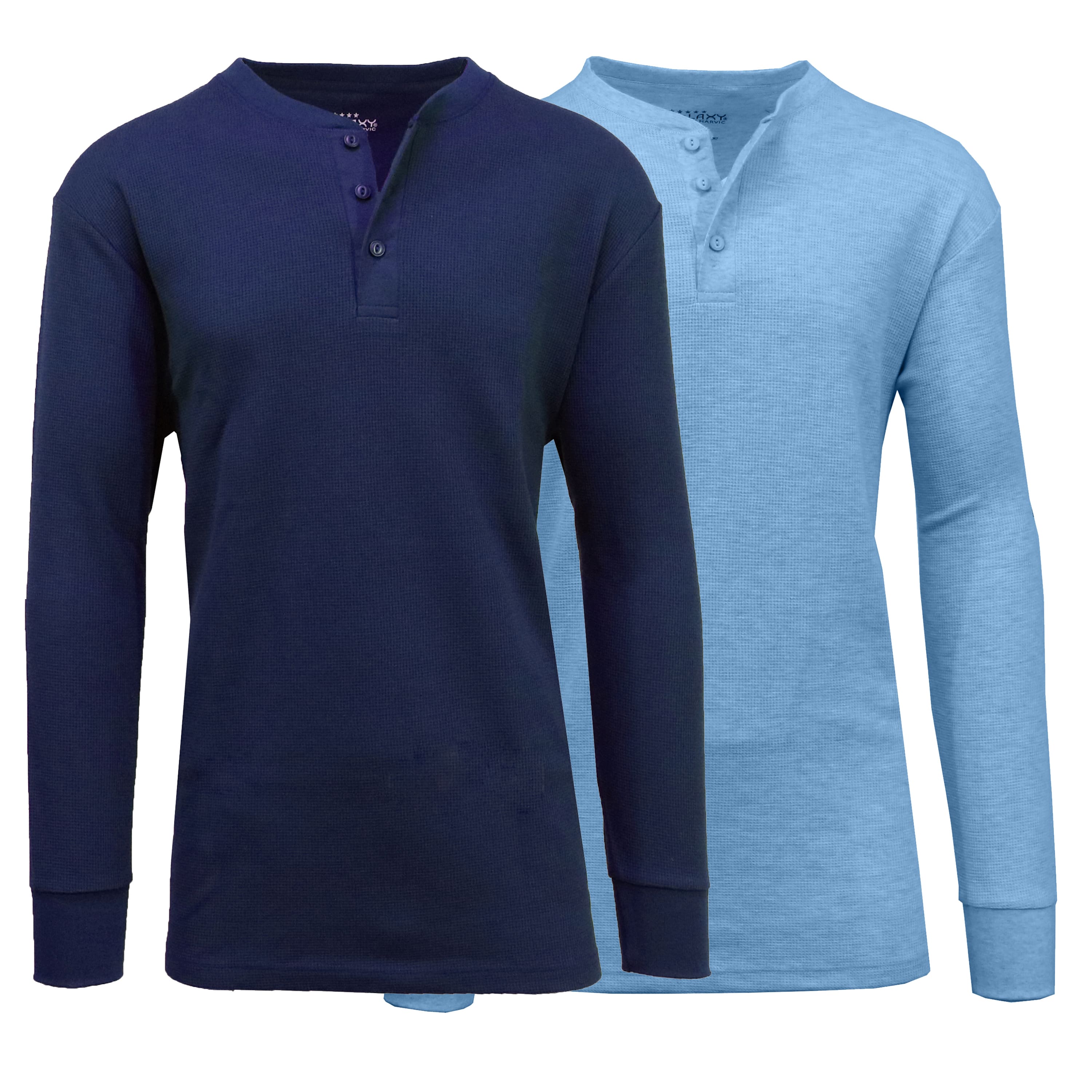 Men's Long Sleeve Waffle-Knit Thermal Henley Shirt 2 Pack