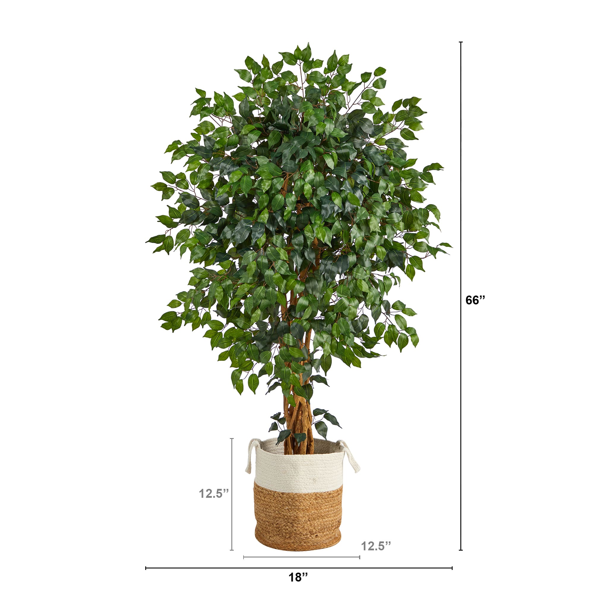 5.5ft. Palace Ficus Artificial Tree in Handmade Natural Jute and Cotton Planter