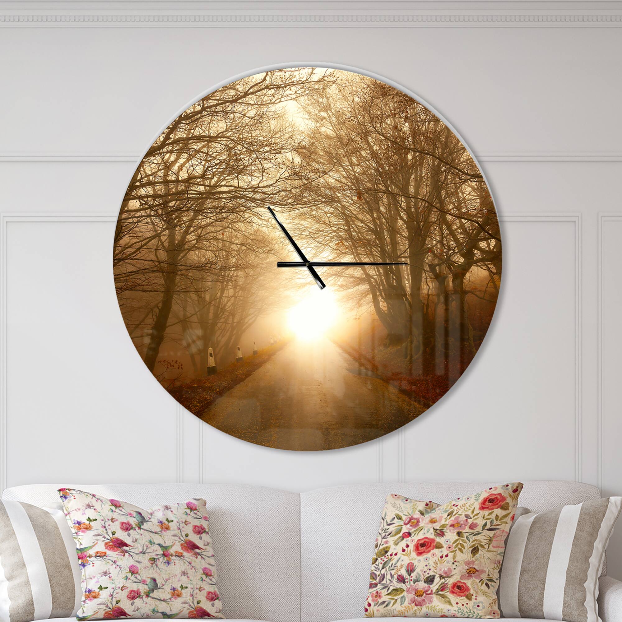 Designart Path To Sunlight In Autumn Forest Wall Clock
