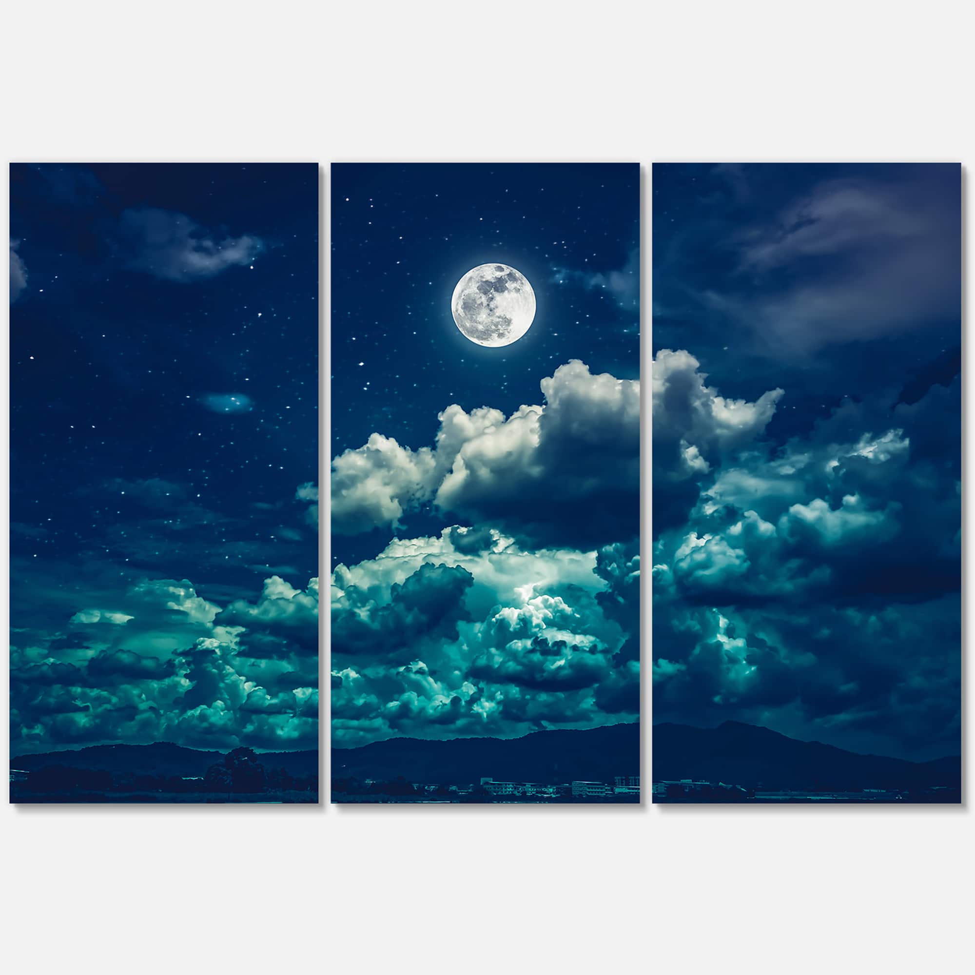 Designart - Full Moon In Cloudy Night Sky II