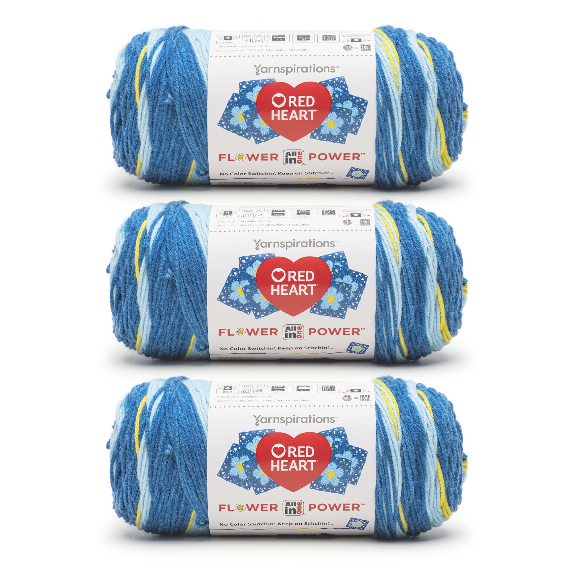 3 Pack Red Heart® All In One Flower Power™ Yarn