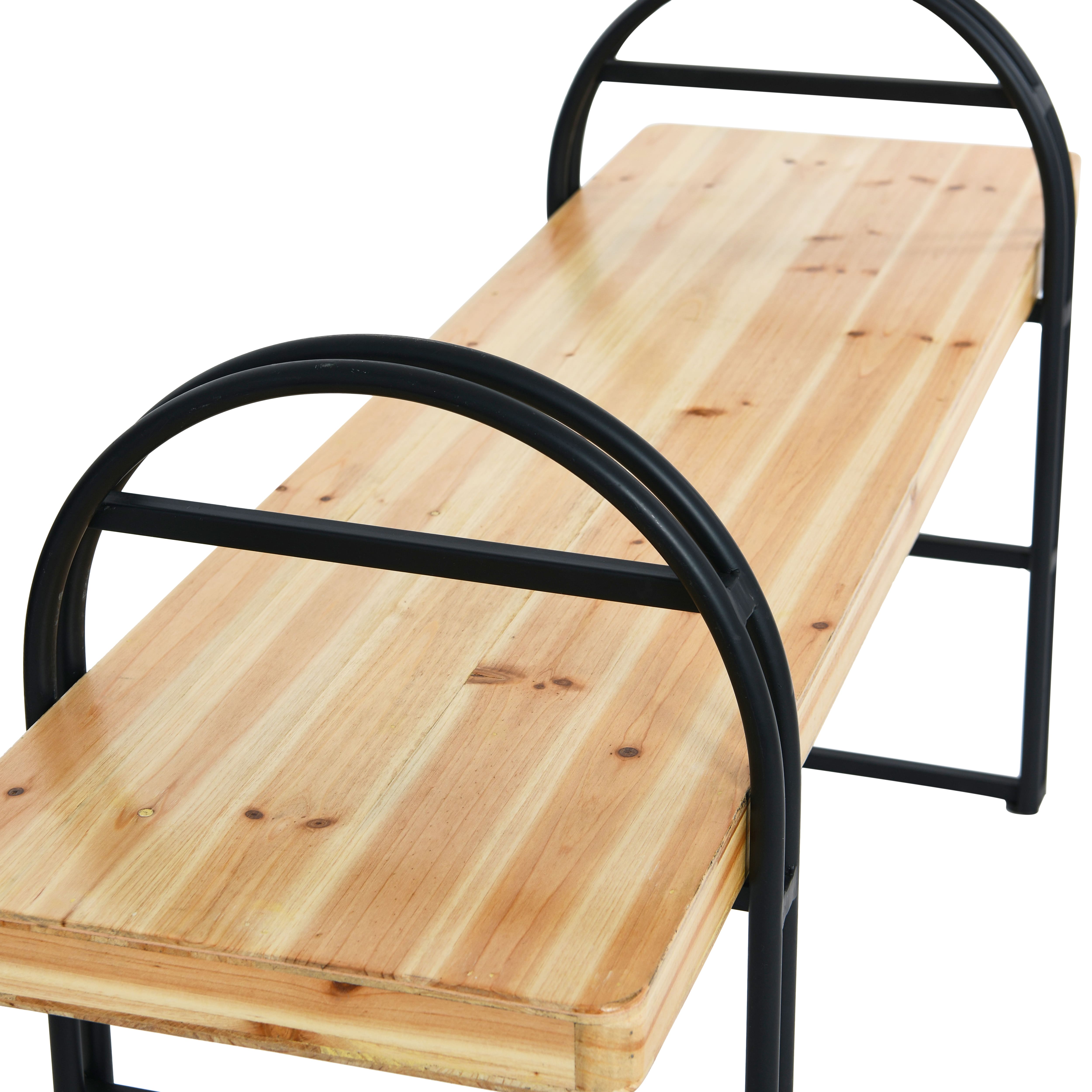 Hello Honey® 48" Blonde Nordic Fir Wood & Black Iron Bench
