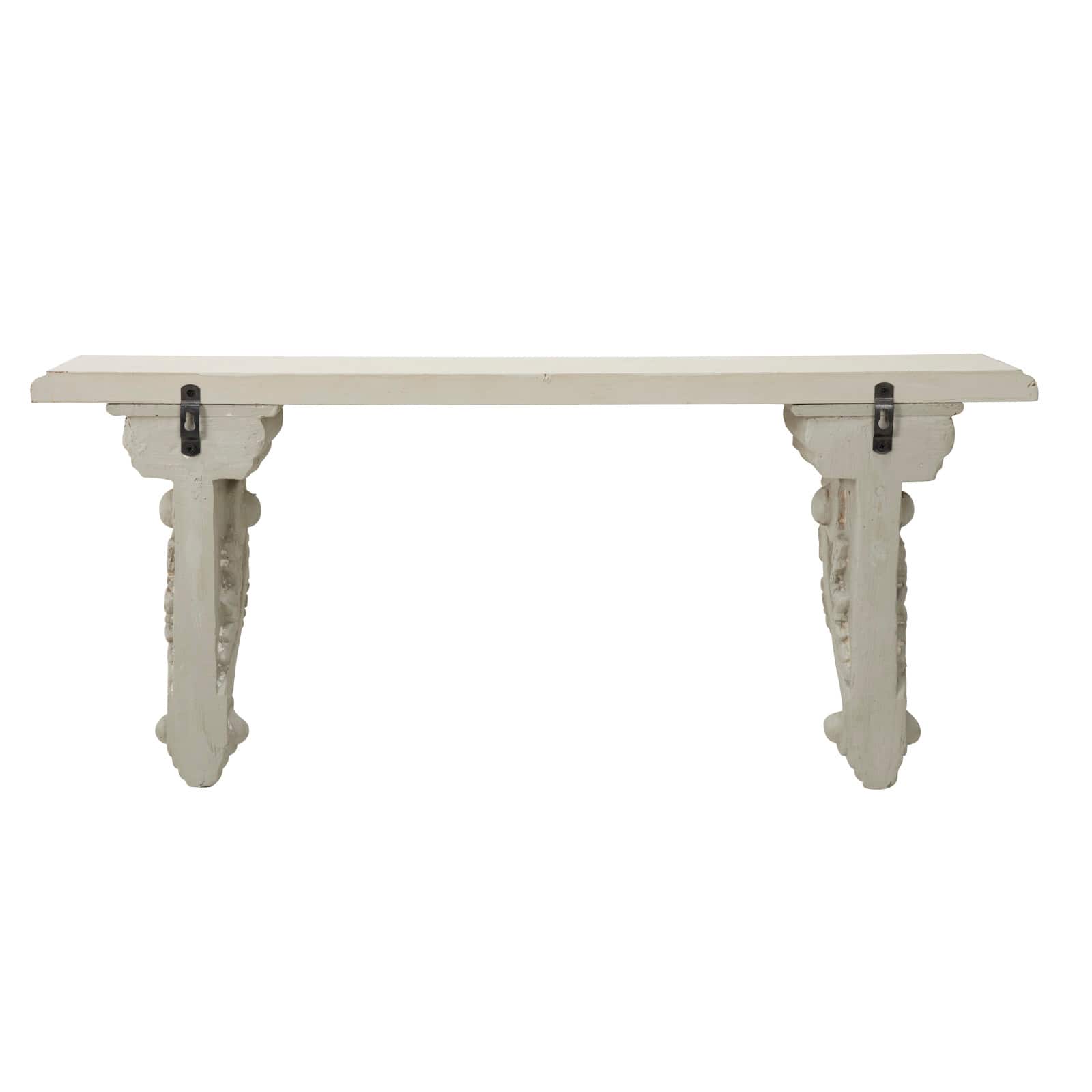 32" White Wood Farmhouse Wall Shelf