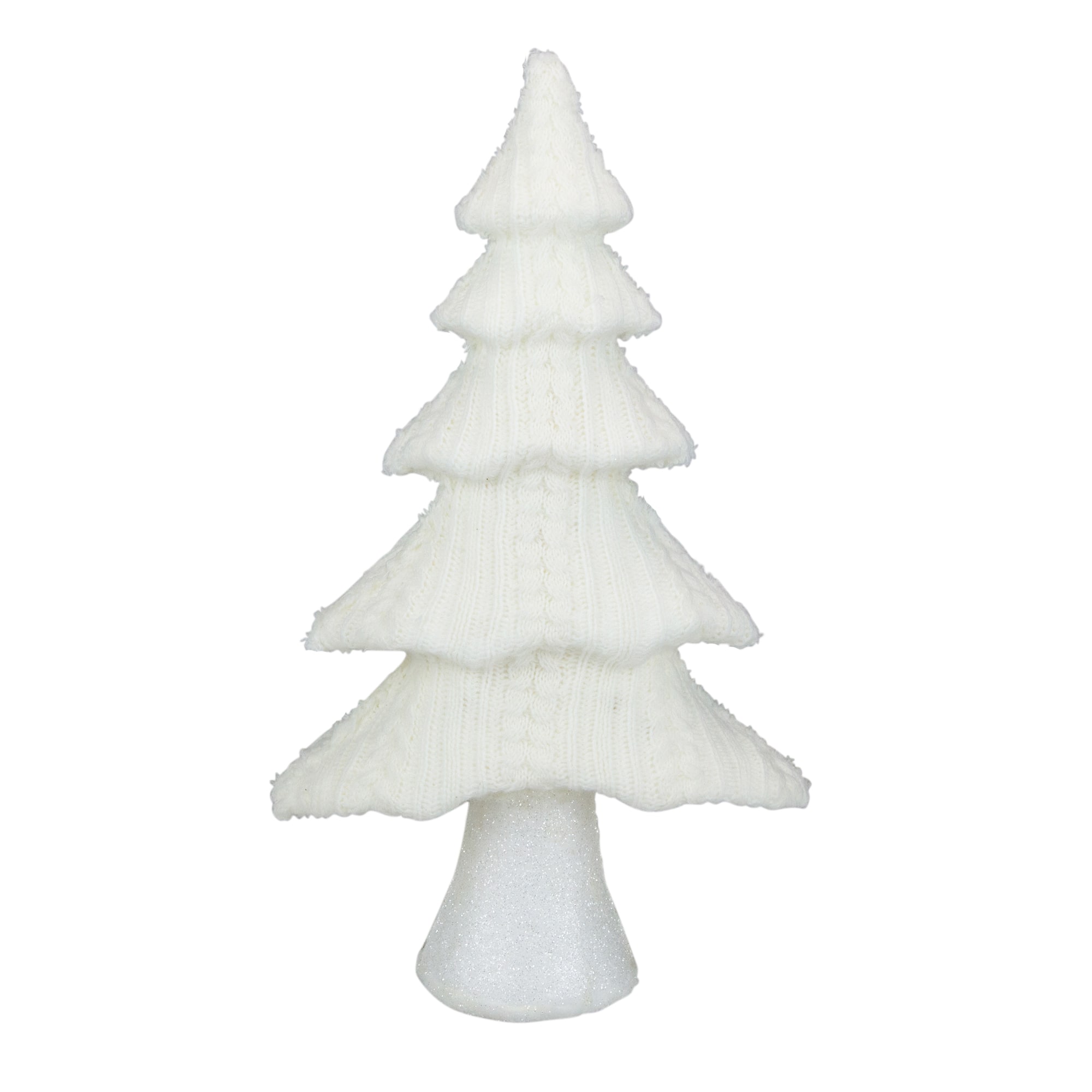 16.75" Cream Cable Knit Christmas Tree Tabletop Décor