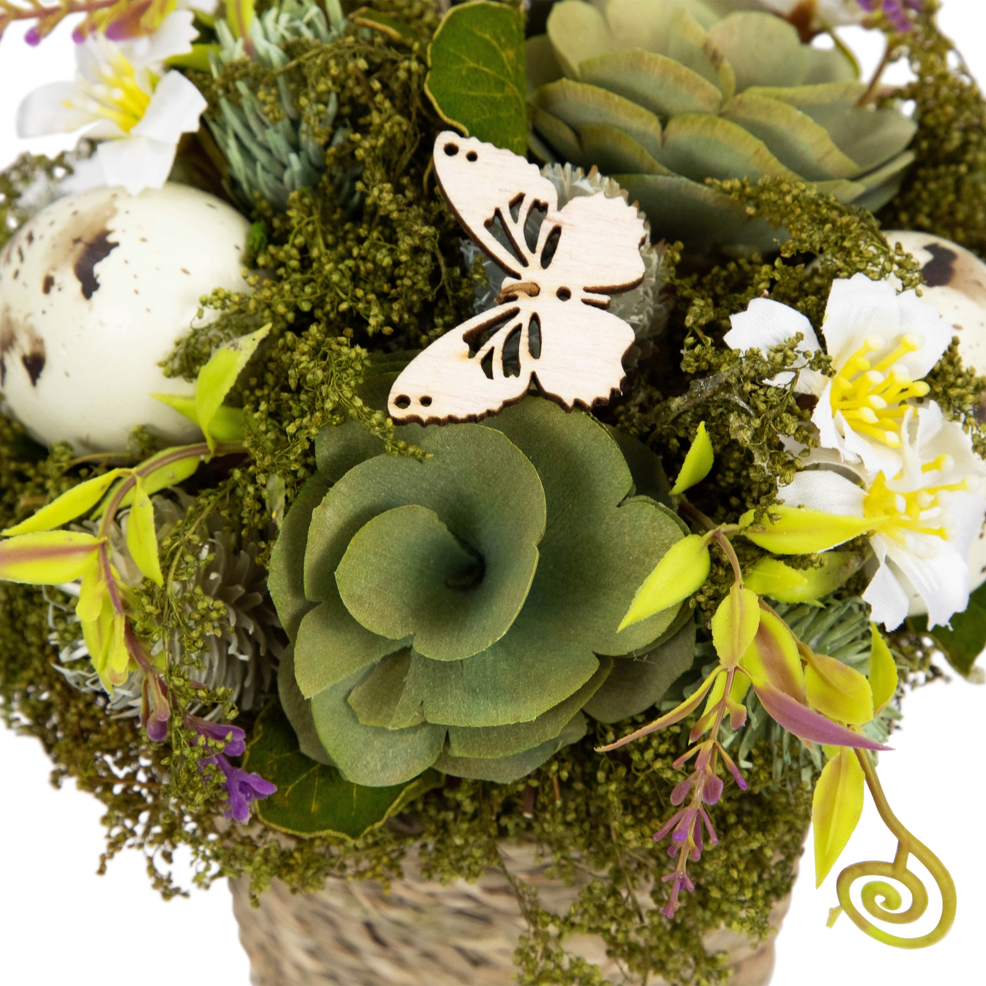 7" Wooden Mixed Floral & Easter Egg Artificial Arrangement