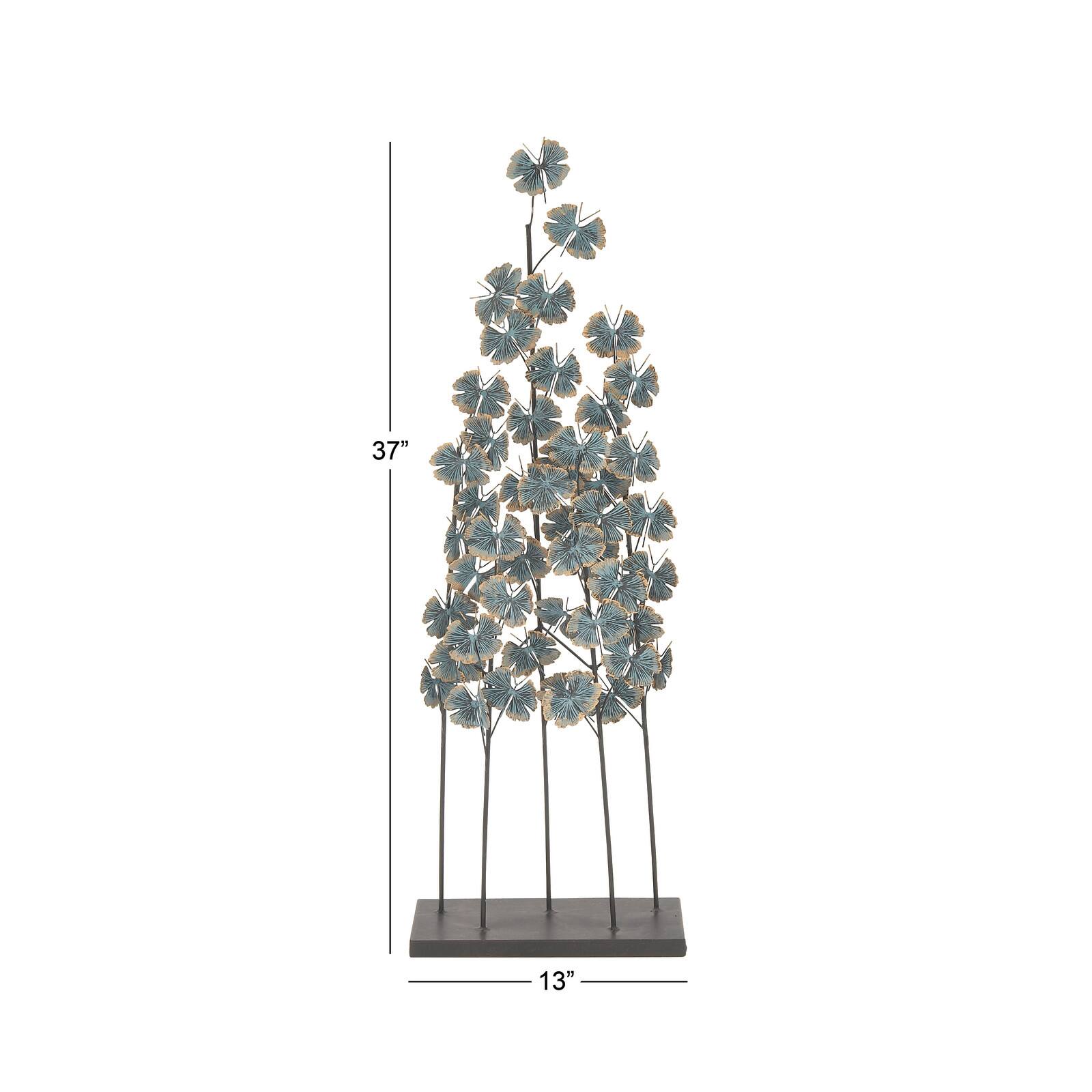 37" Turquoise Metal Contemporary Nature Sculpture