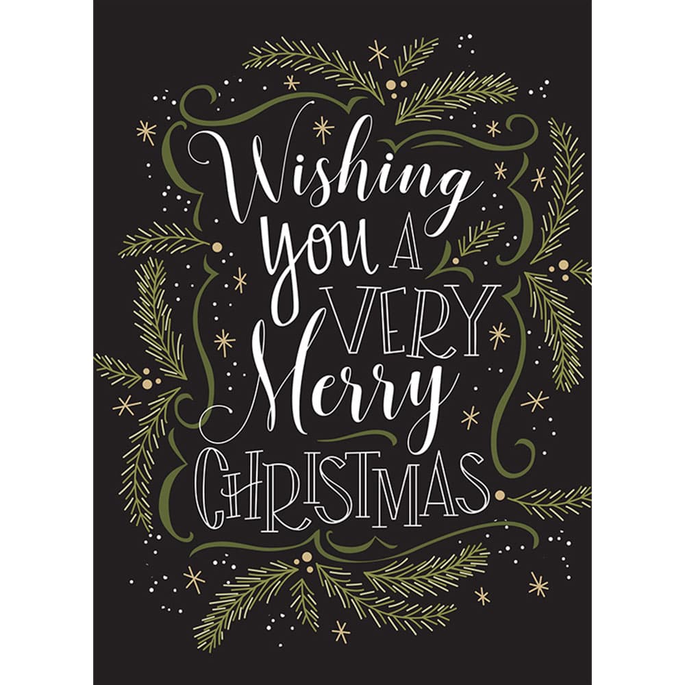 JAM Paper 5" x 7" Greenery Wishes Assorted Christmas Card Set, 24ct.