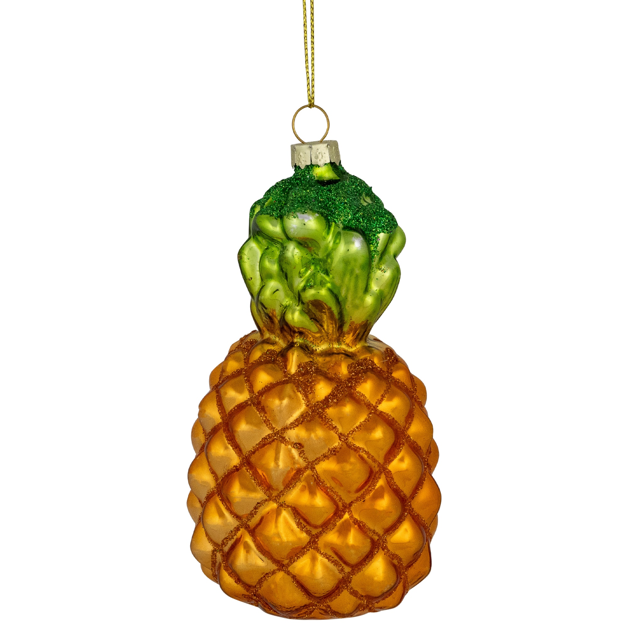 Northlight 4.5" Glittered Pineapple Glass Christmas Hanging Ornament in Bronze/Green | Michaels®