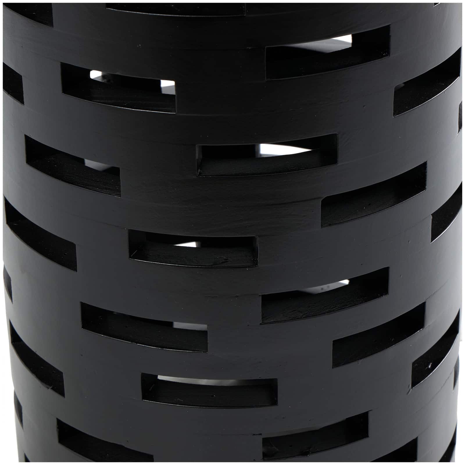 Black Wood Brick Inspired Cutout Geometric Accent Table