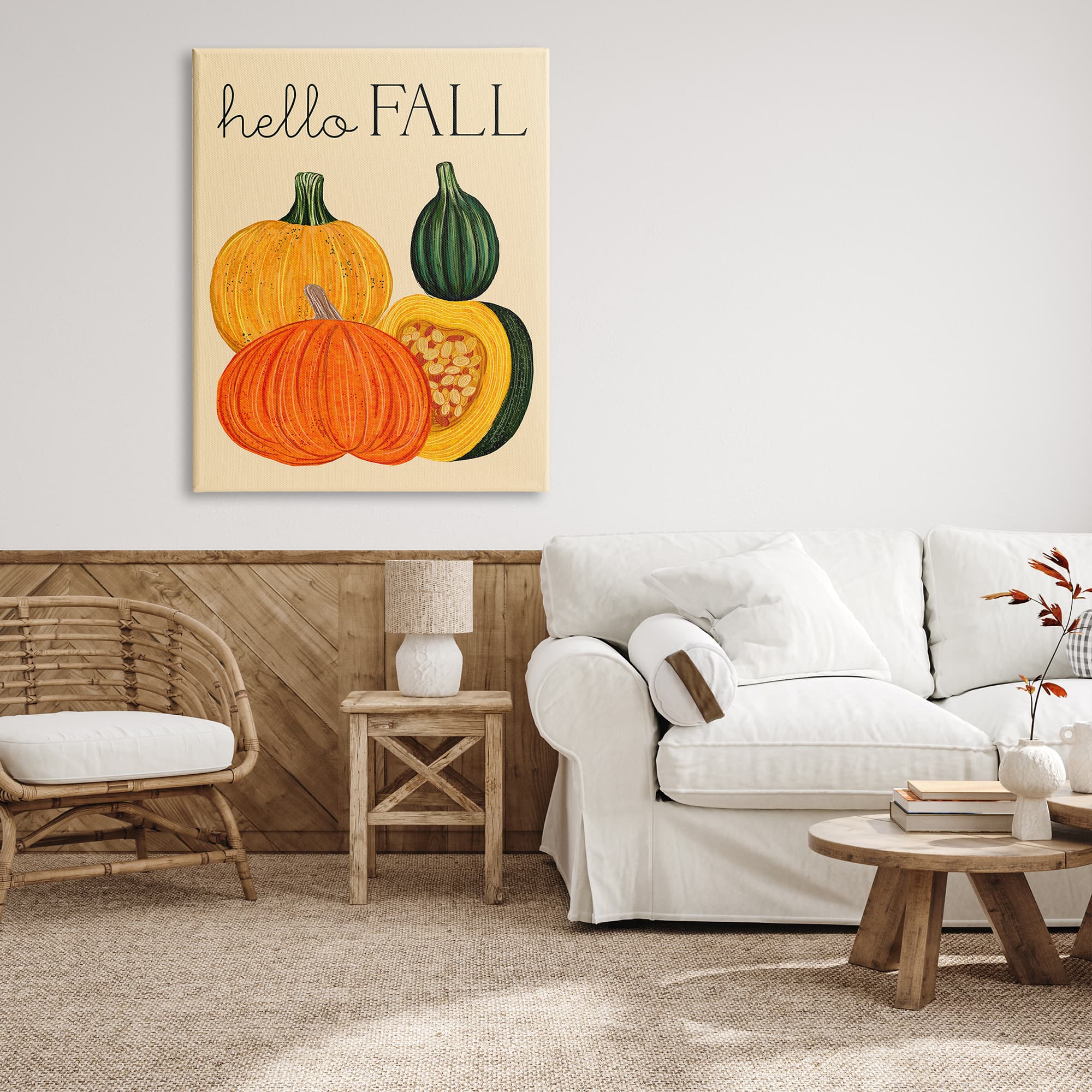 Stupell Industries Hello Fall Harvest Gourds Canvas Wall Art