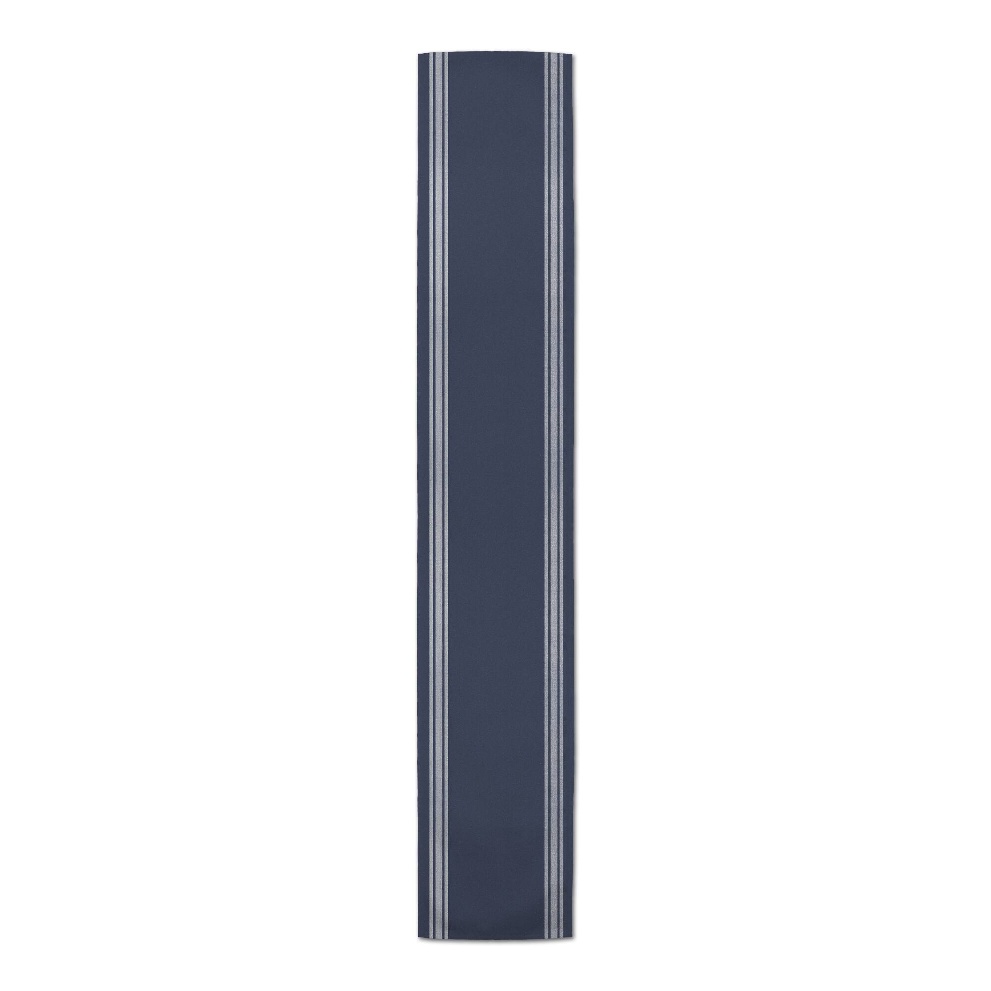 90" Navy Blue with White Stripes Cotton Twill Table Runner