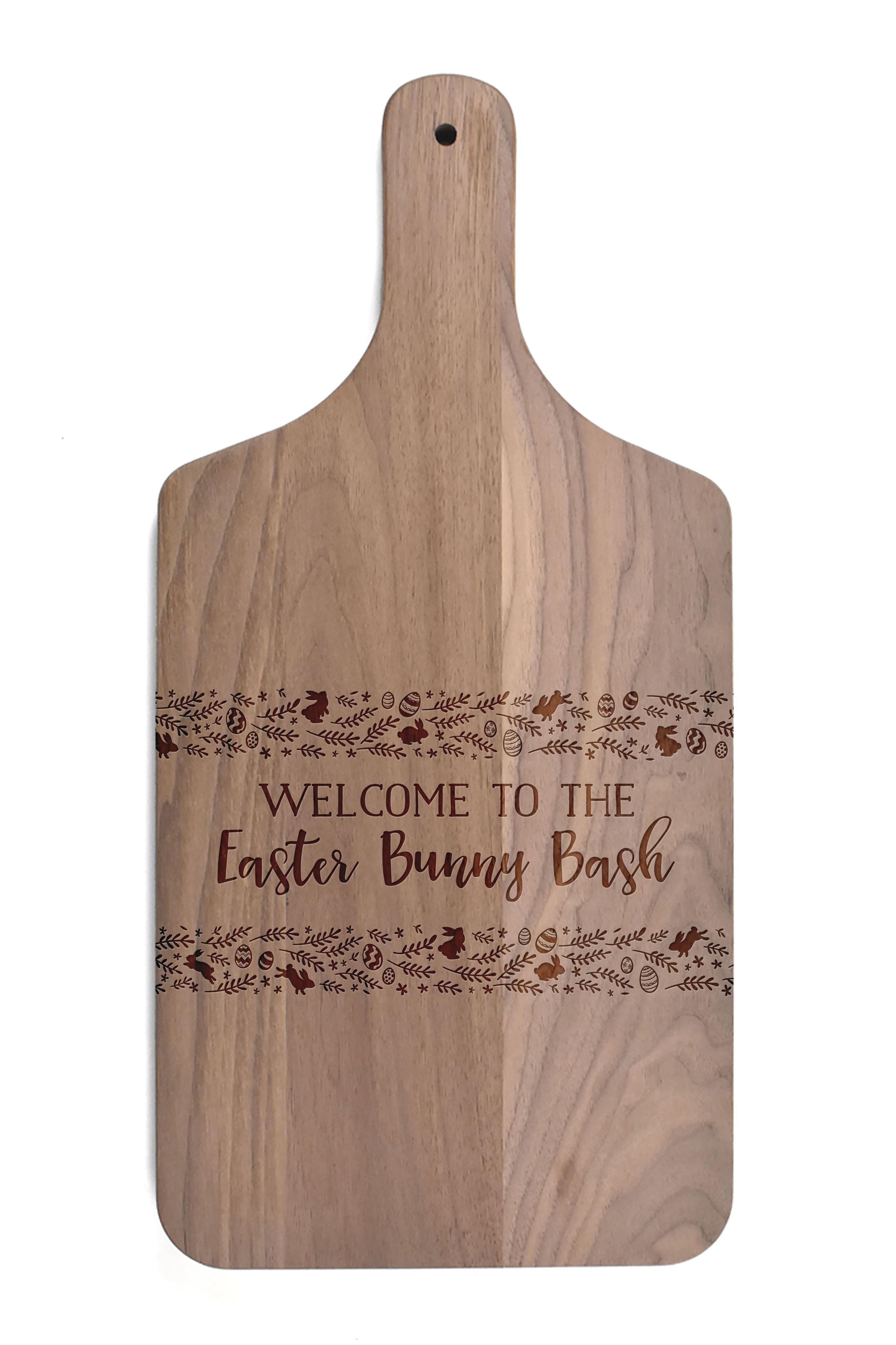 Easter Bunny Bash 8" x 17" Walnut Paddle Cutting Board