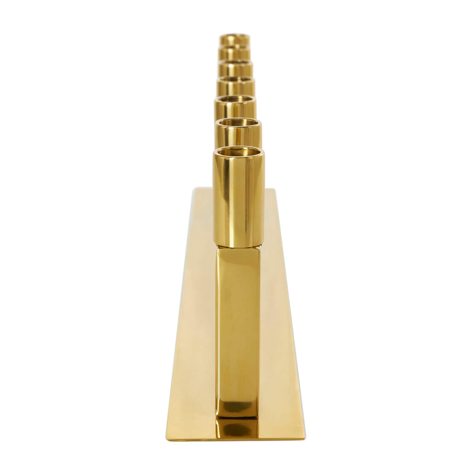 22" Gold Stainless Steel 7 Taper Candle Candelabra with Rectangular Frame