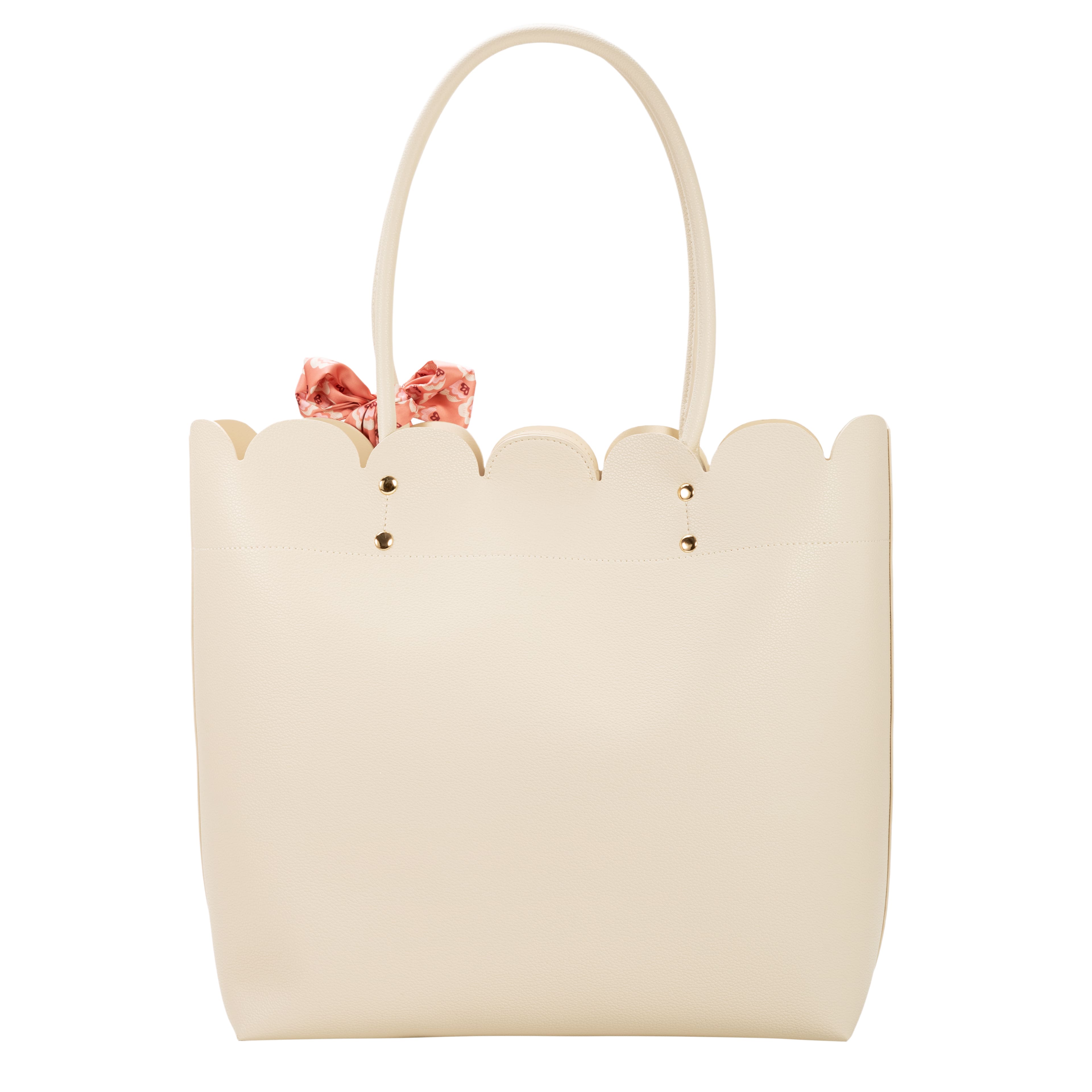 Summer Fashion Faux Leather Scalloped Tote with Scarf by Make Market