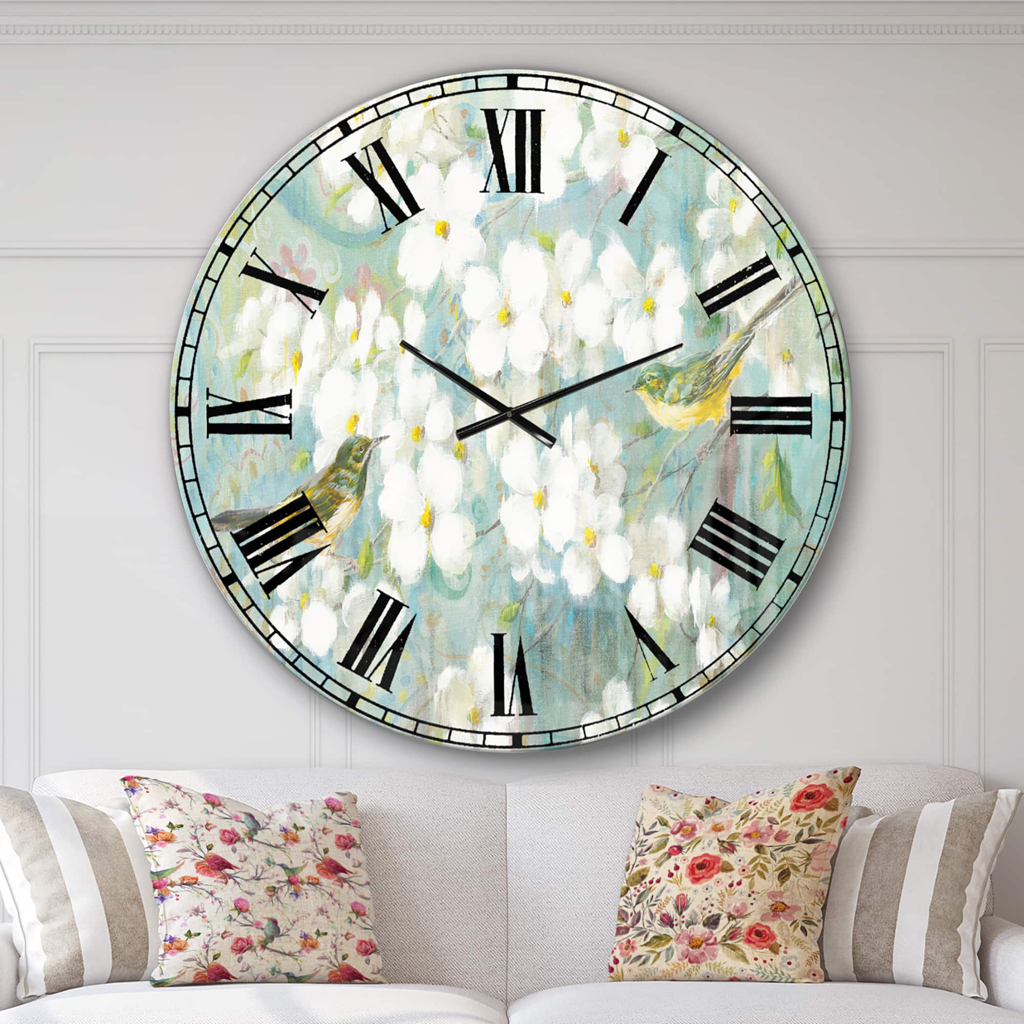 Designart Birds On Blossom Wall Clock
