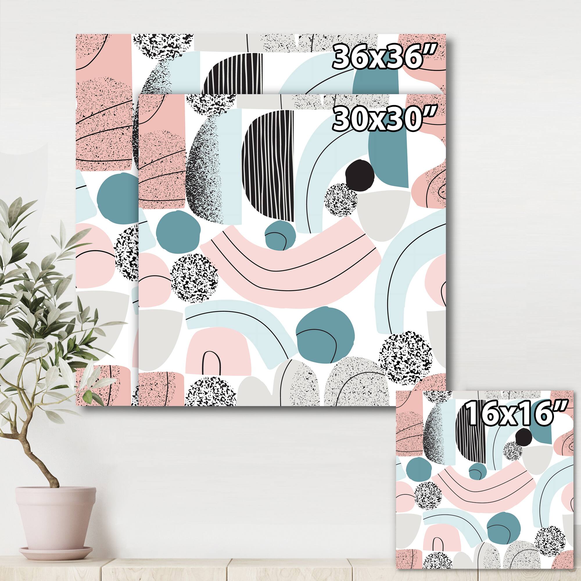 Designart - Colorful Art Collage In Pastel Colors - Modern Canvas Wall Art Print