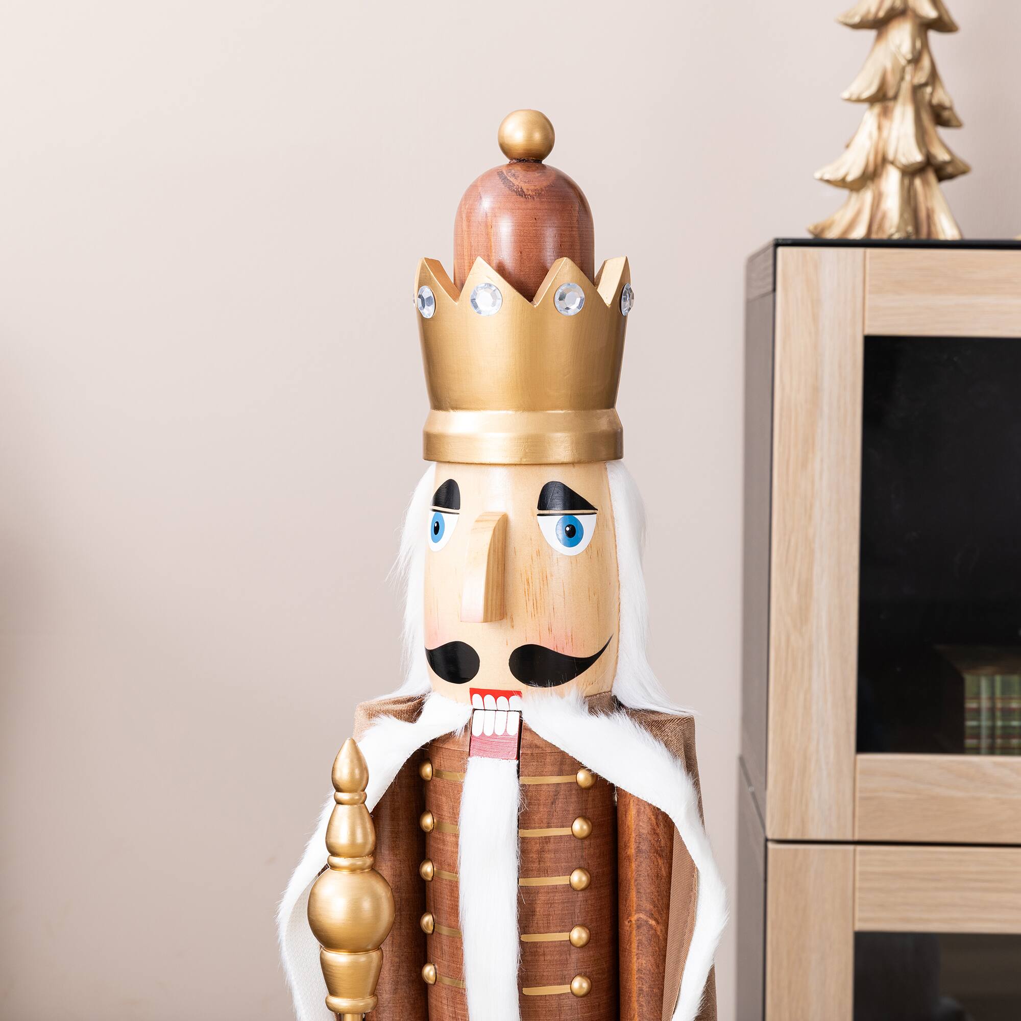 Glitzhome® 42" Wooden Christmas Brown King Nutcracker