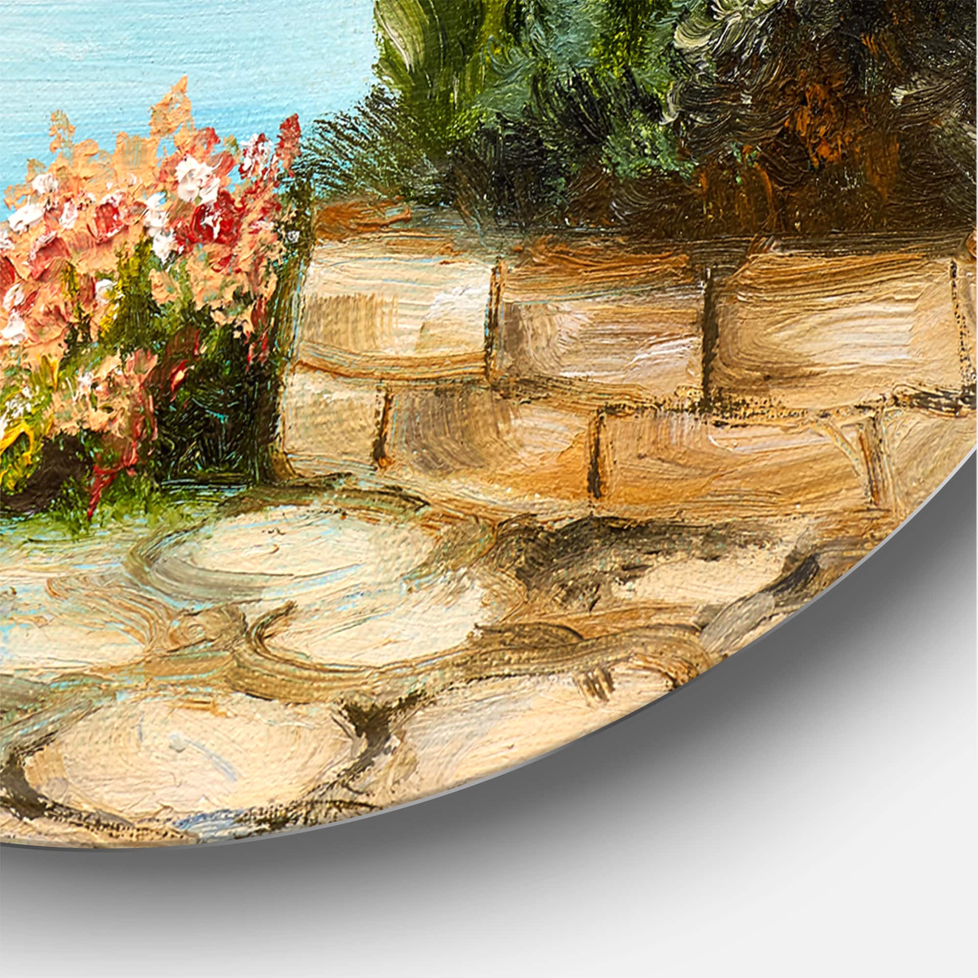 Designart - Mountains View By The Sea Side - Nautical & Coastal Metal Circle Wall Art