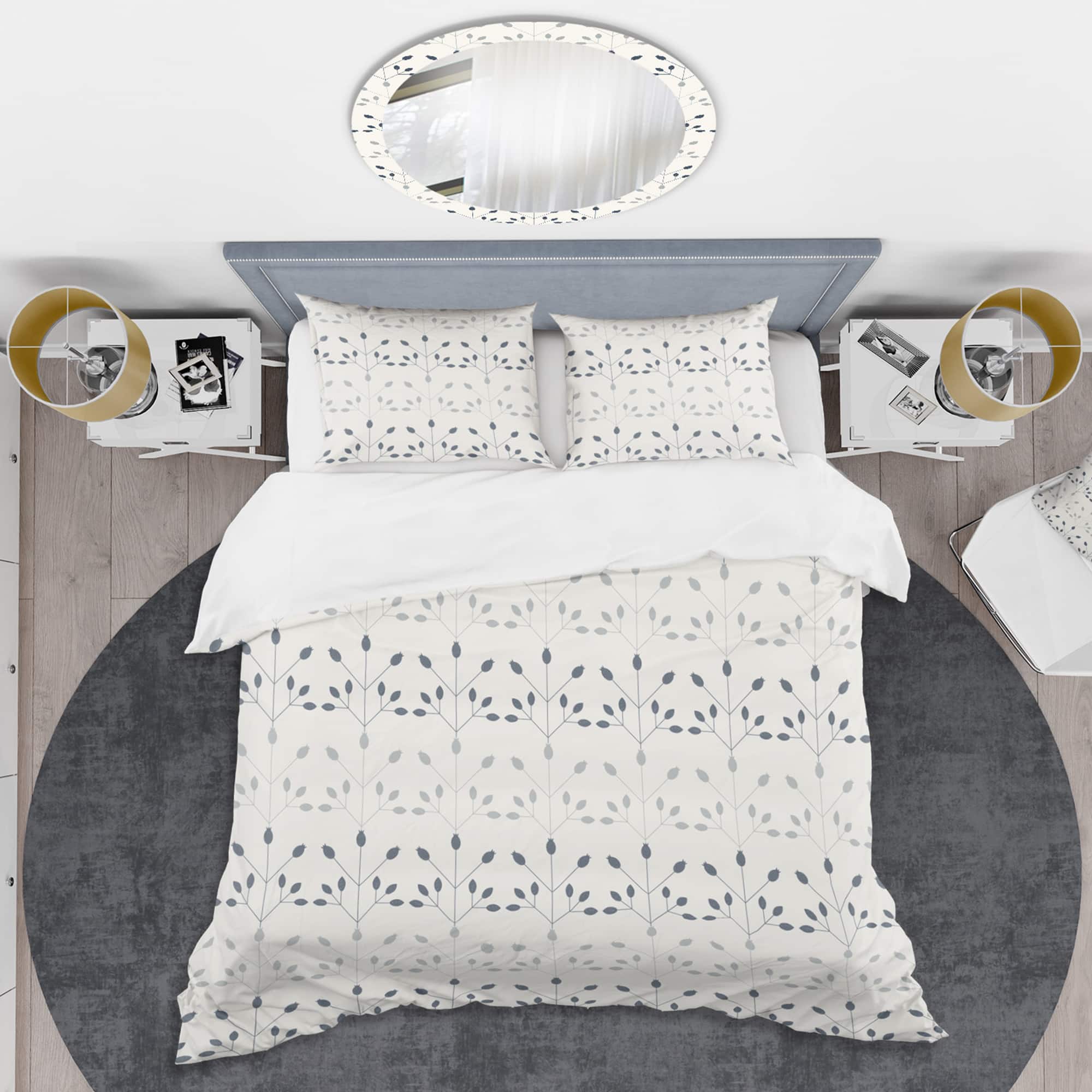 Designart 'Floral Retro Botanical Pattern I' Mid-Century Duvet Cover Set