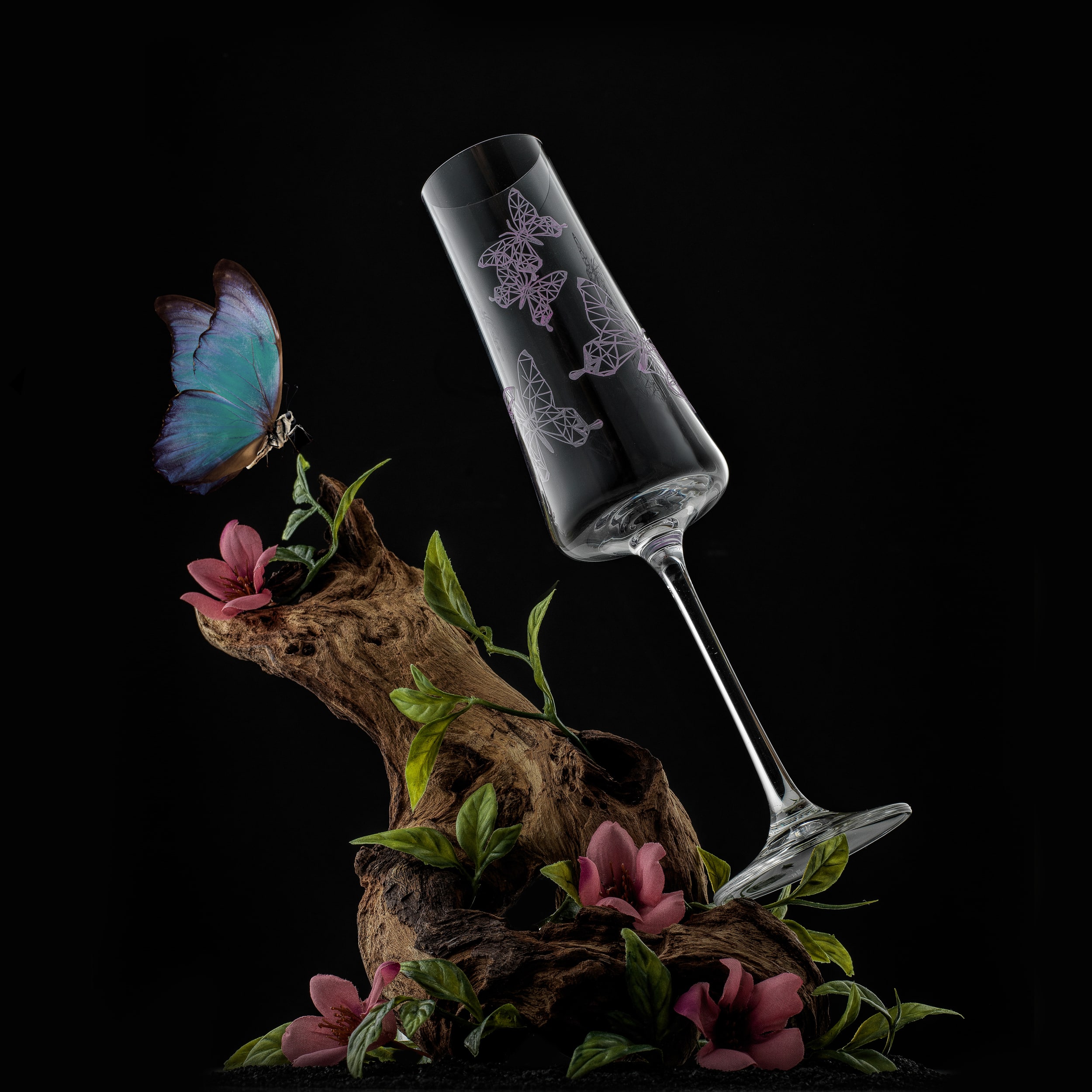 JoyJolt® 10oz. Meadow Butterfly Crystal Champagne Flute Set, 2ct.