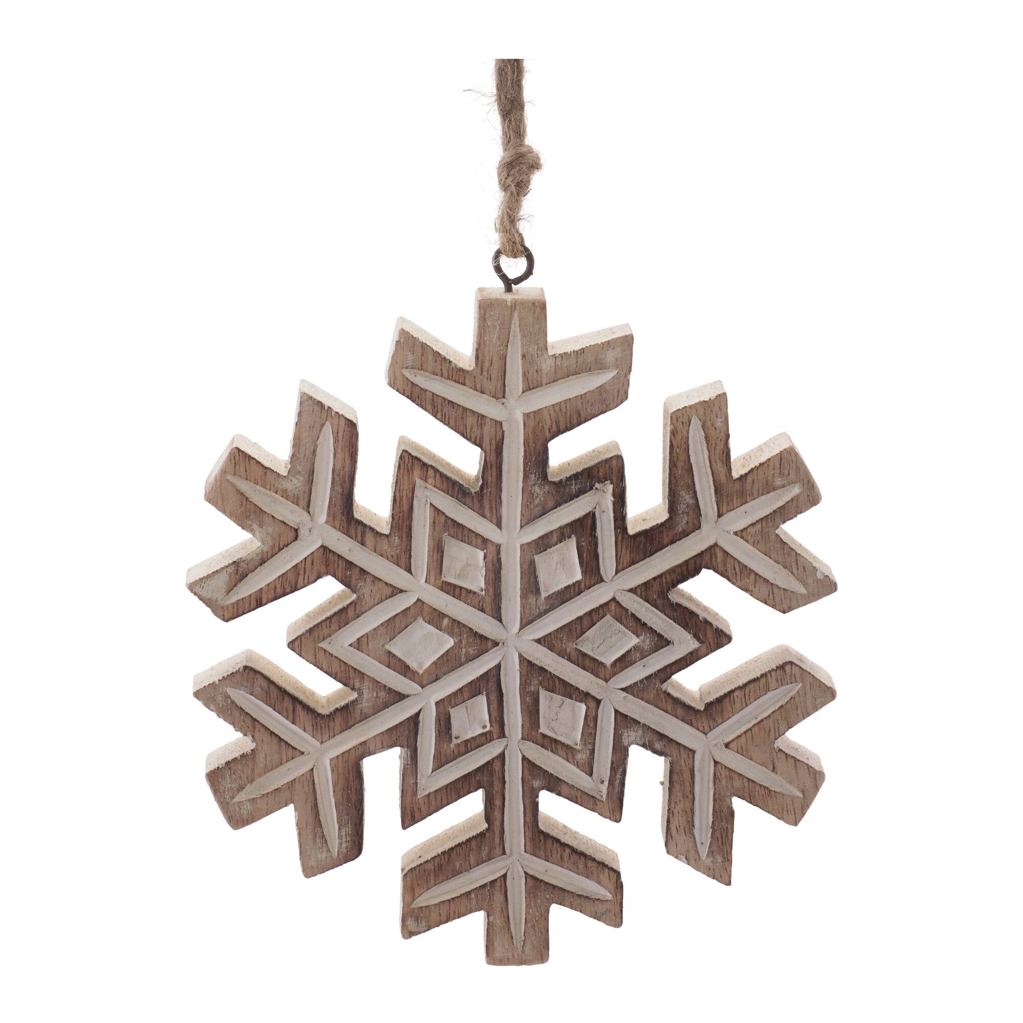 Melrose 6.5" Wooden Snowflake Ornaments, 6ct.