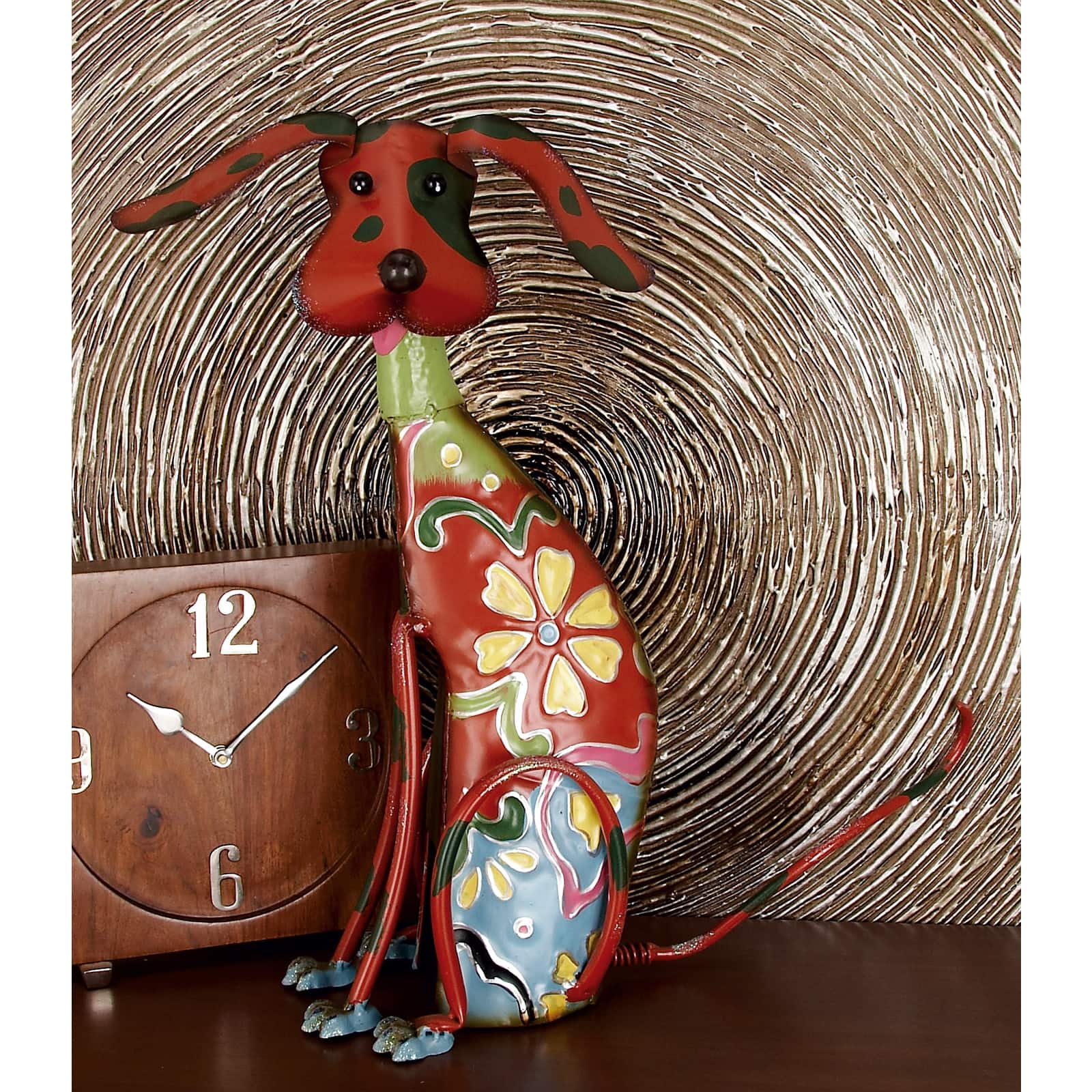 17" Iron Eclectic Dog Garden Sculpture