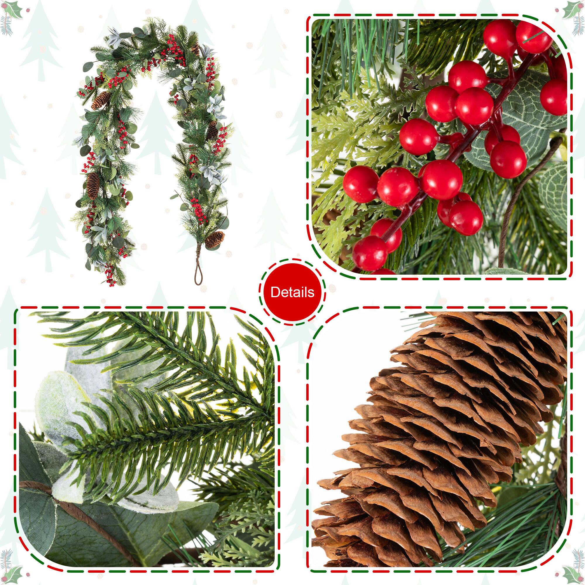Glitzhome® 6ft. Christmas Berry & Pinecone Eucalyptus Garland
