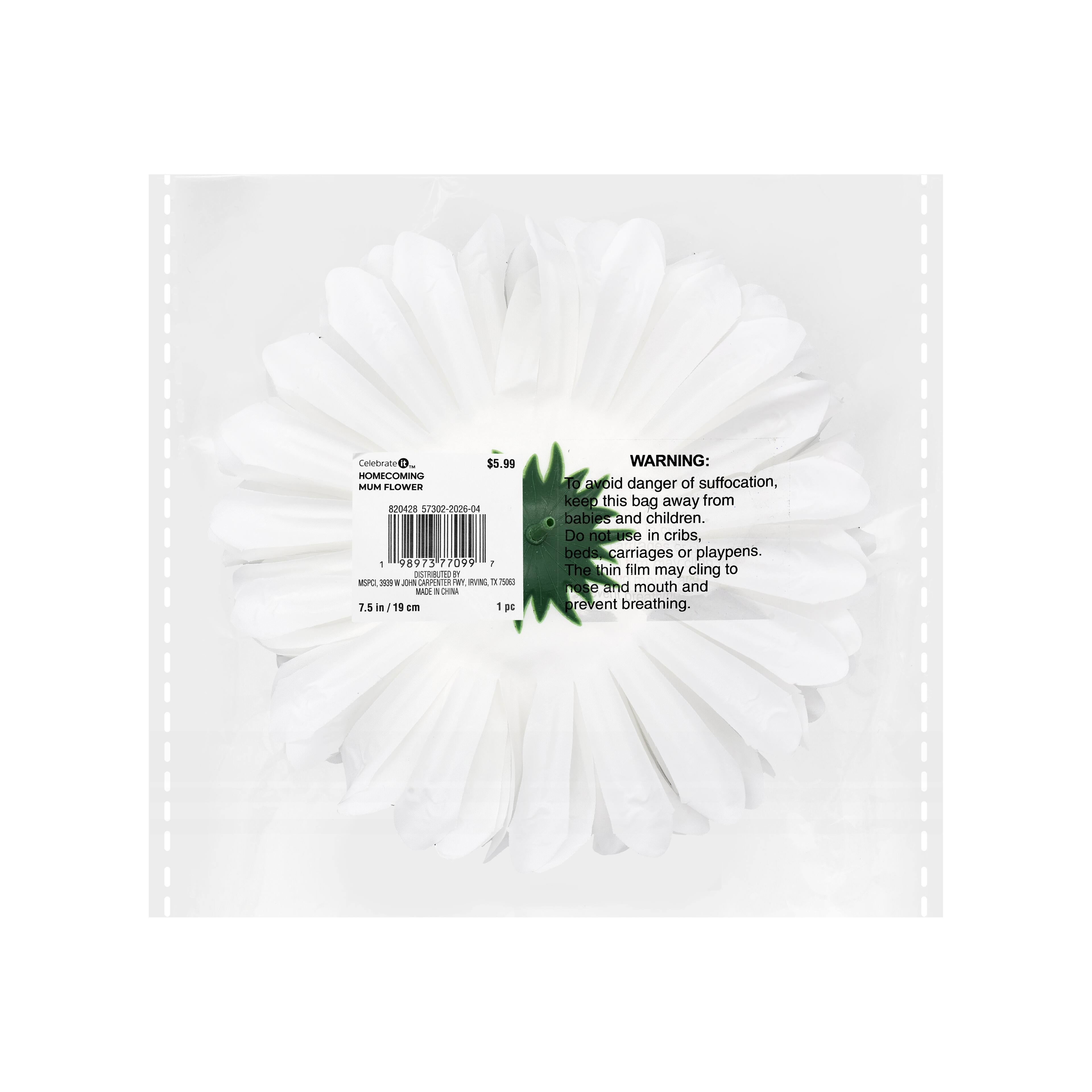 7.5" White Mum Flower by Celebrate It®