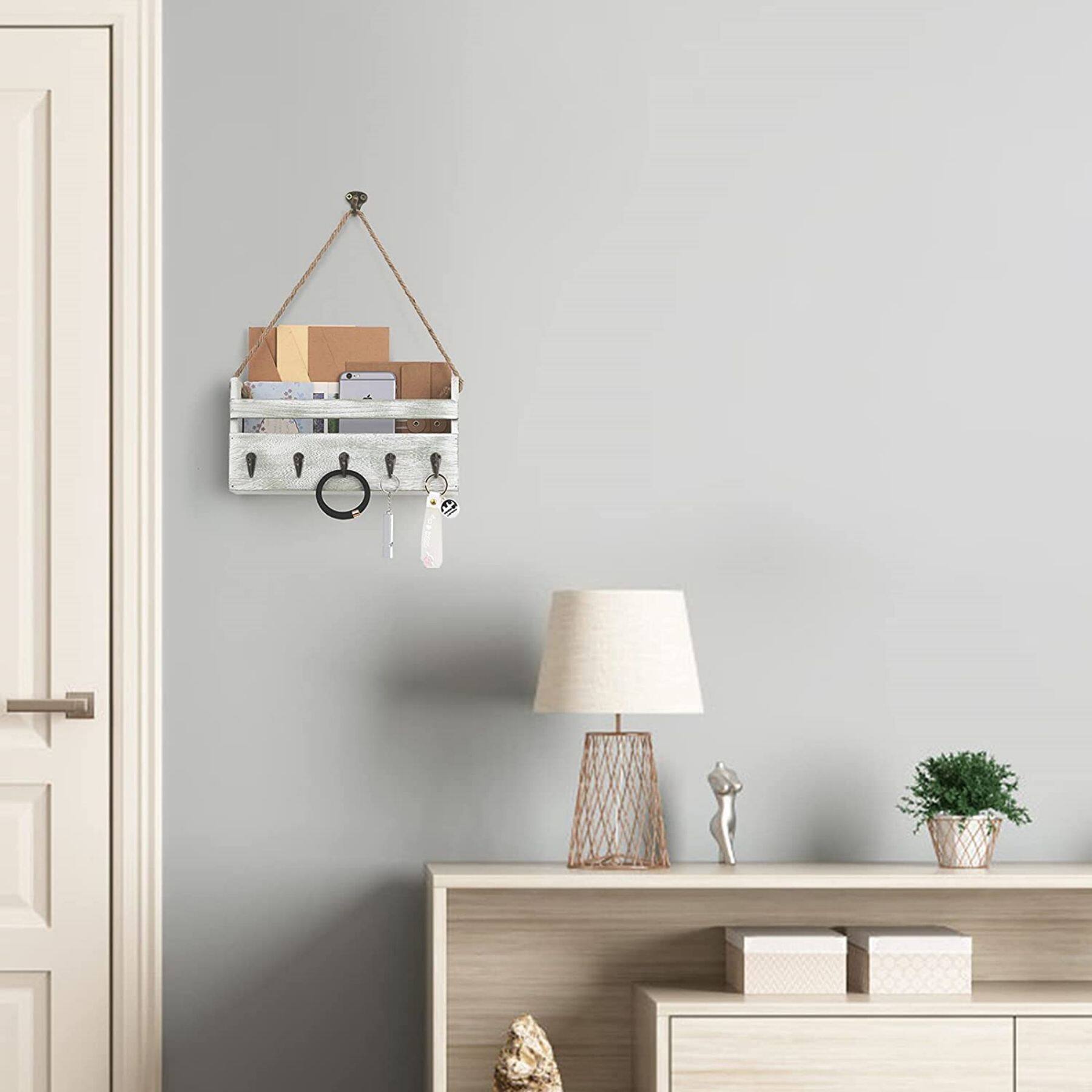 NEX™ Weathered Green Hanging Wall-Mounted Mail Organizer with 5 Hooks