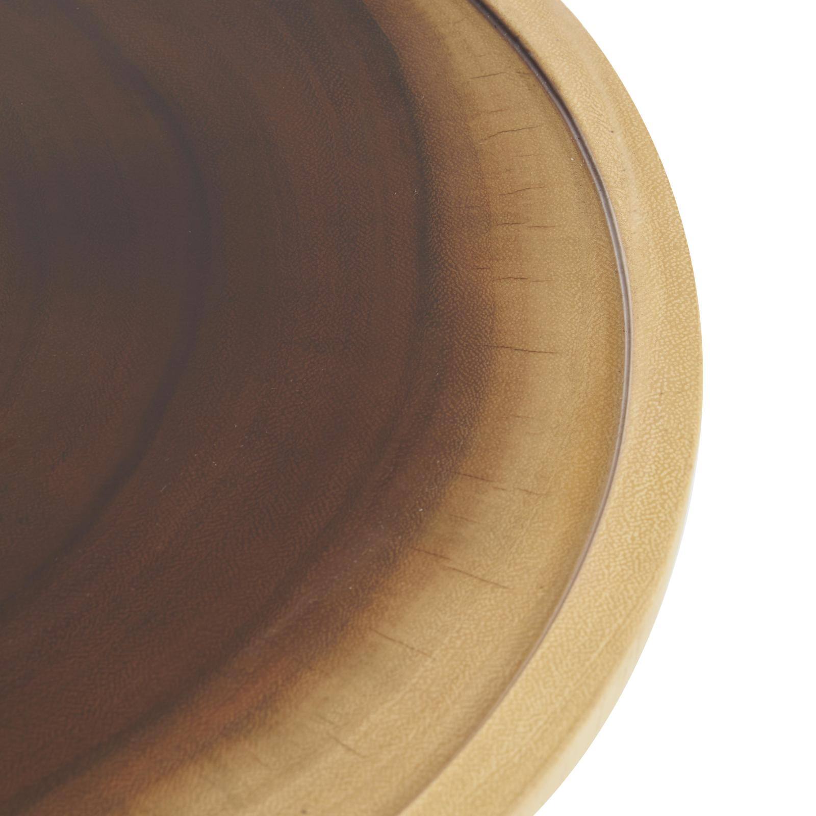 18" x 16" Natural Brown Round Handmade Albizia Wood Accent Table with Cylindrical Base