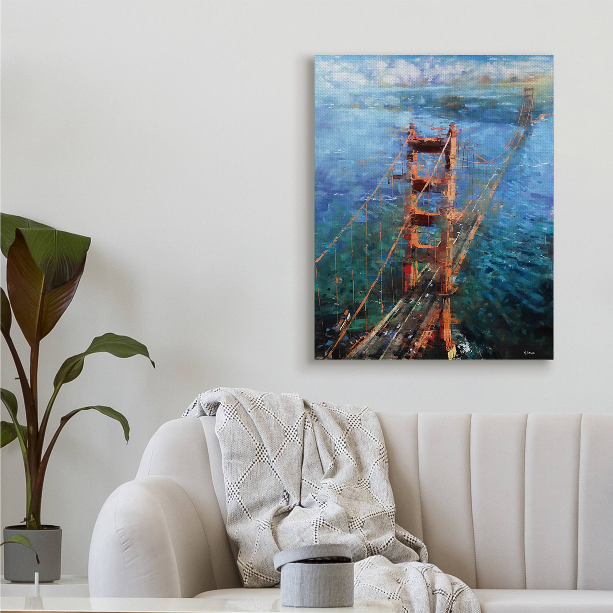 Stupell Industries Golden Gate Bridge Contemporary Abstract Aerial View Canvas Wall Art
