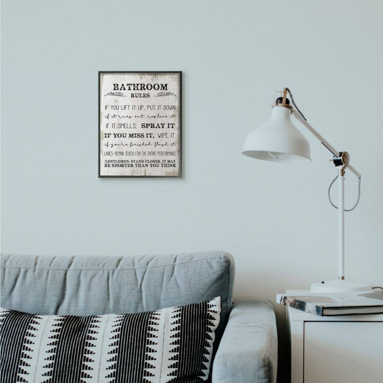 Stupell Industries Bathroom Rules Framed Wall Art
