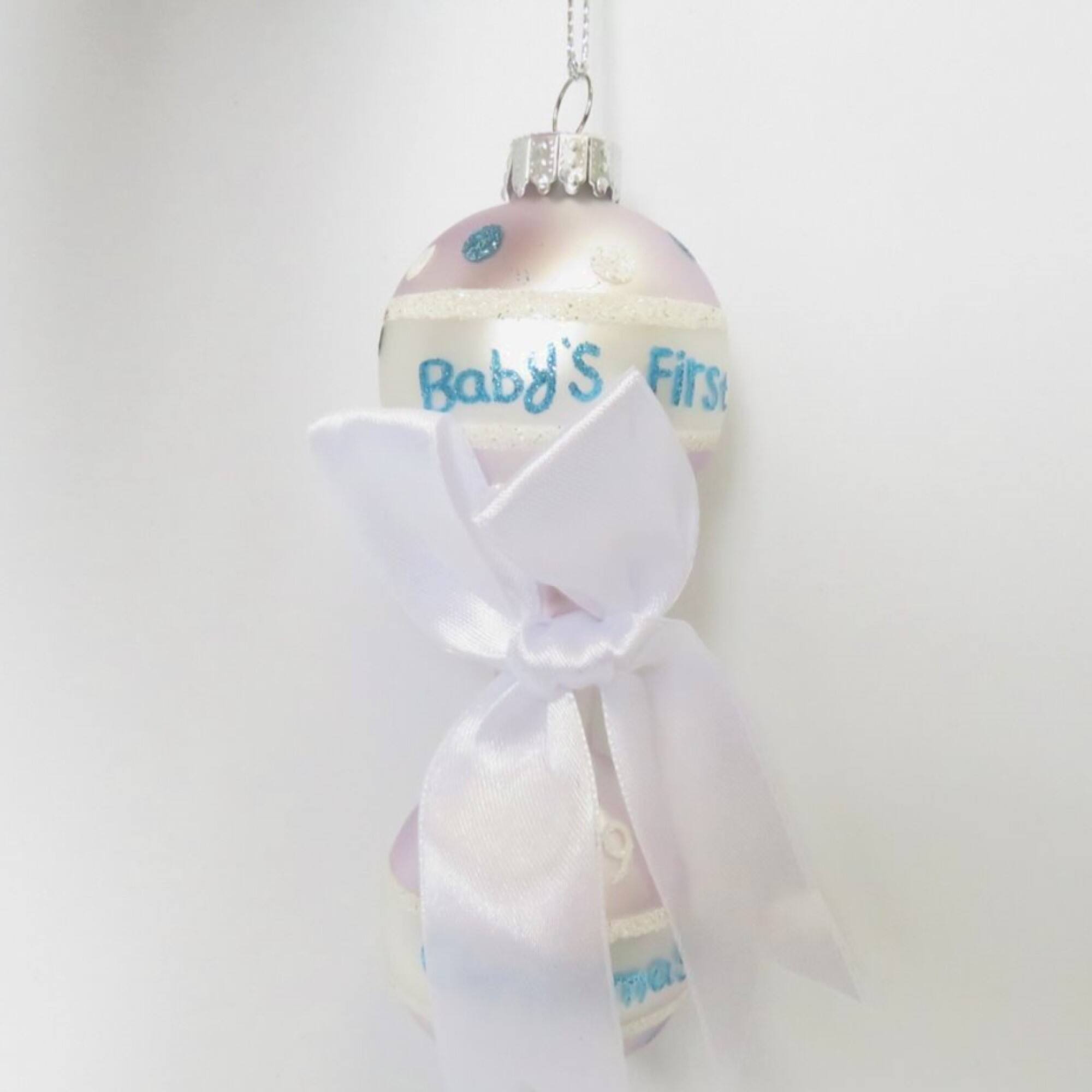 Baby Boy's First Christmas 2023 Glass Ornament - 5"