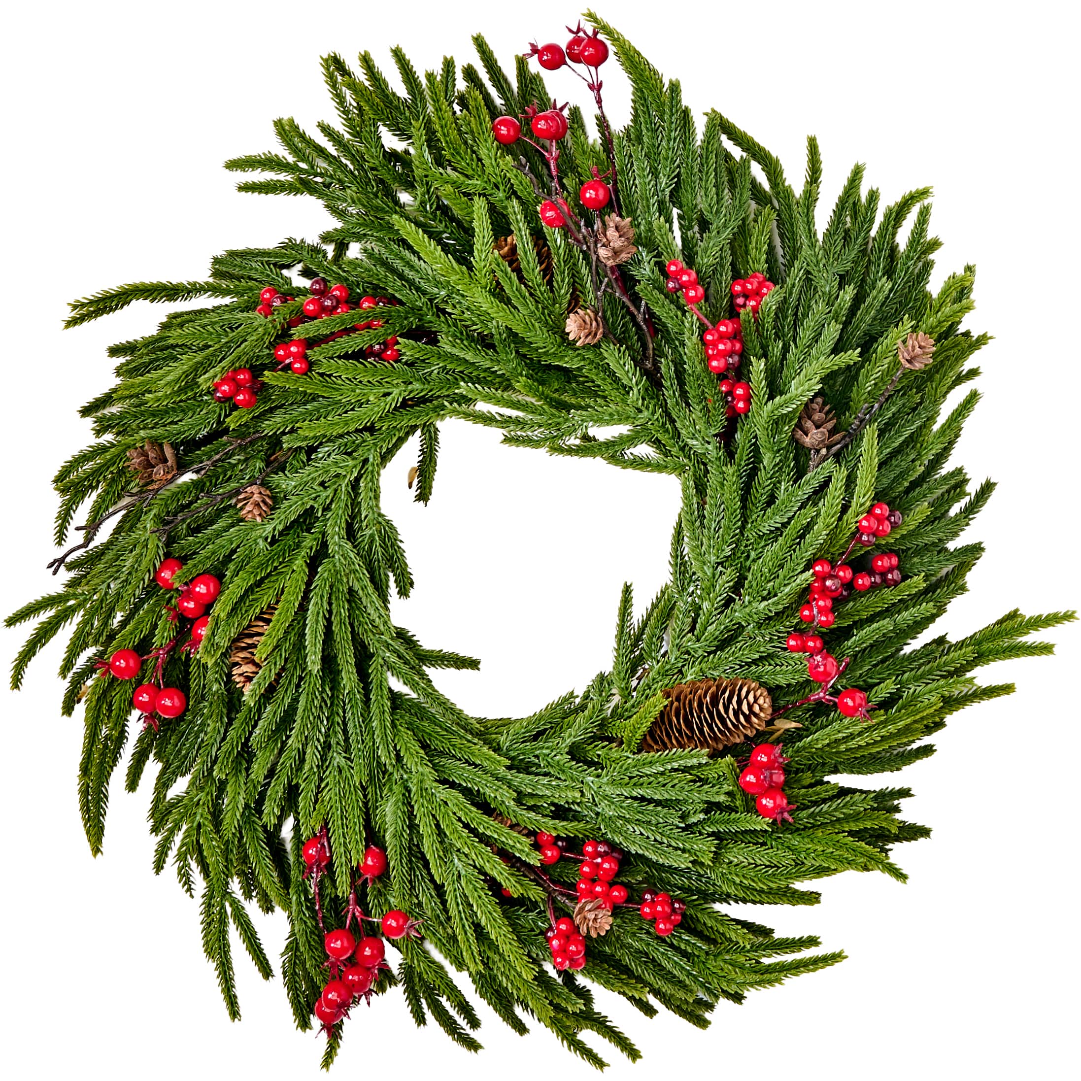 Worth Imports 22" Norfolk Pine & Berry Artificial Christmas Wreath