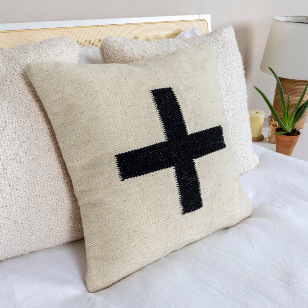 Hello Honey® 20" x 20" Swiss Cross Cotton Wool Throw Pillow