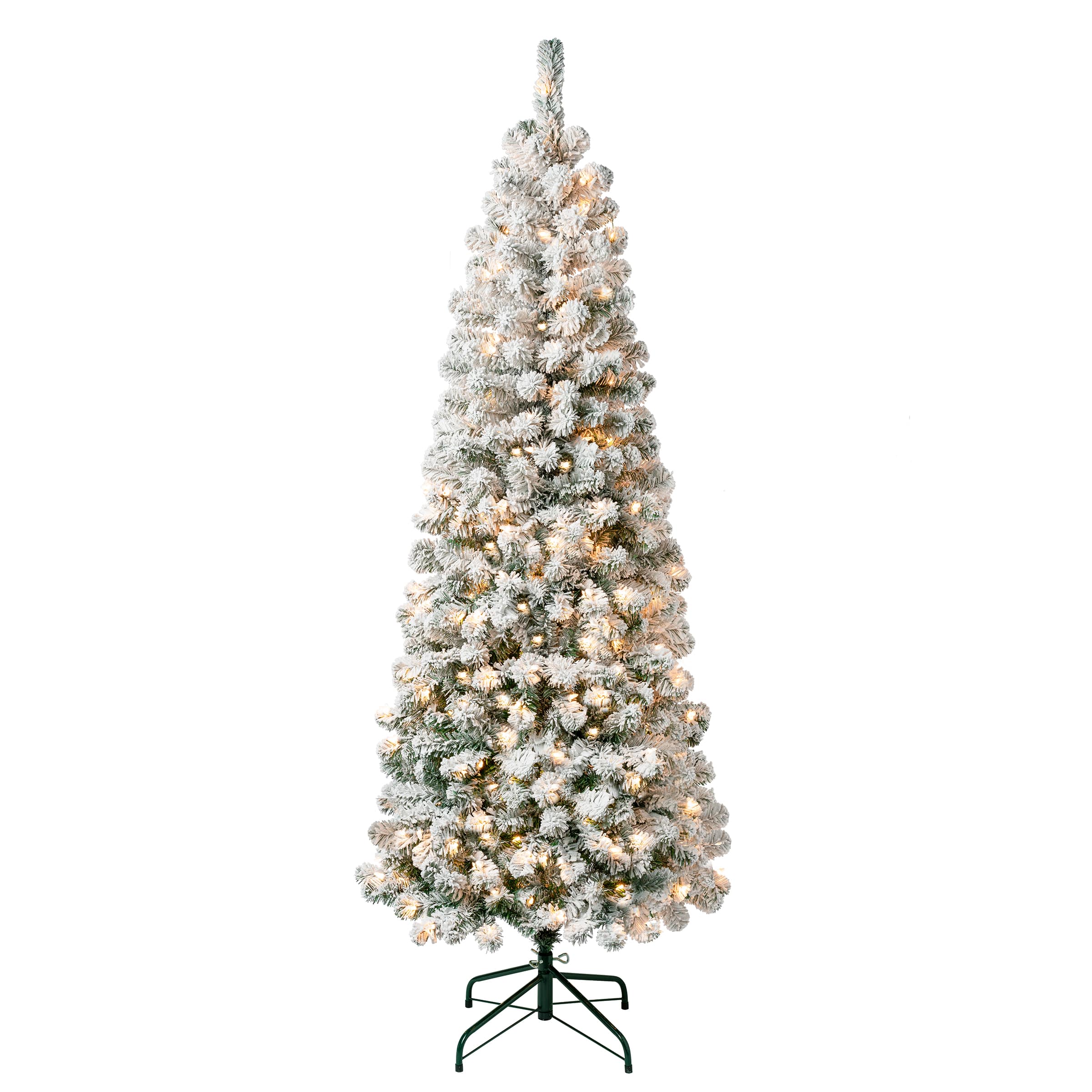 6ft. Pre-Lit Acacia Medium Flocked Artificial Christmas Tree, Clear Lights