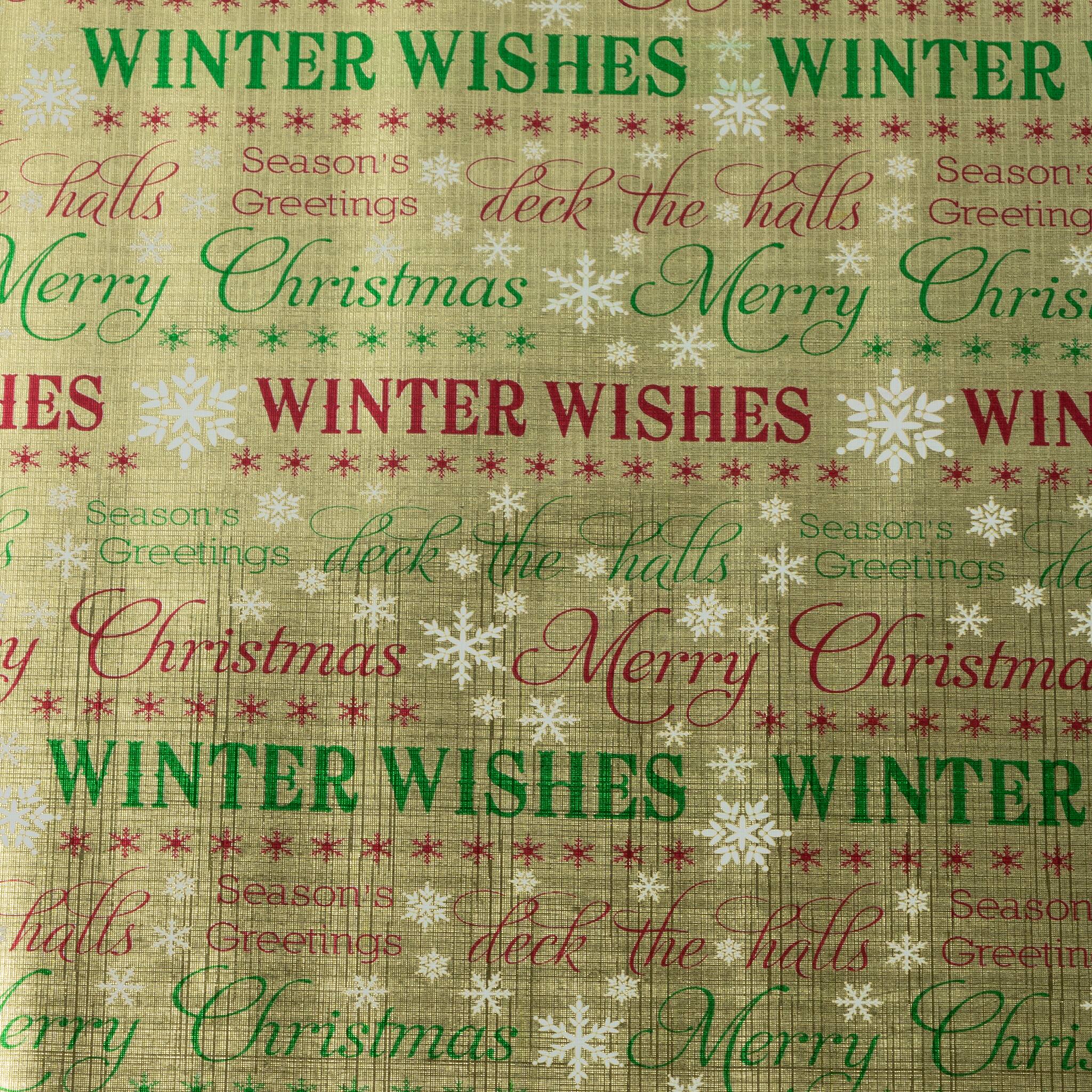 JAM Paper Red Foil Merry Christmas, Green Greetings & Green Red Stripe Gift Wrap Set