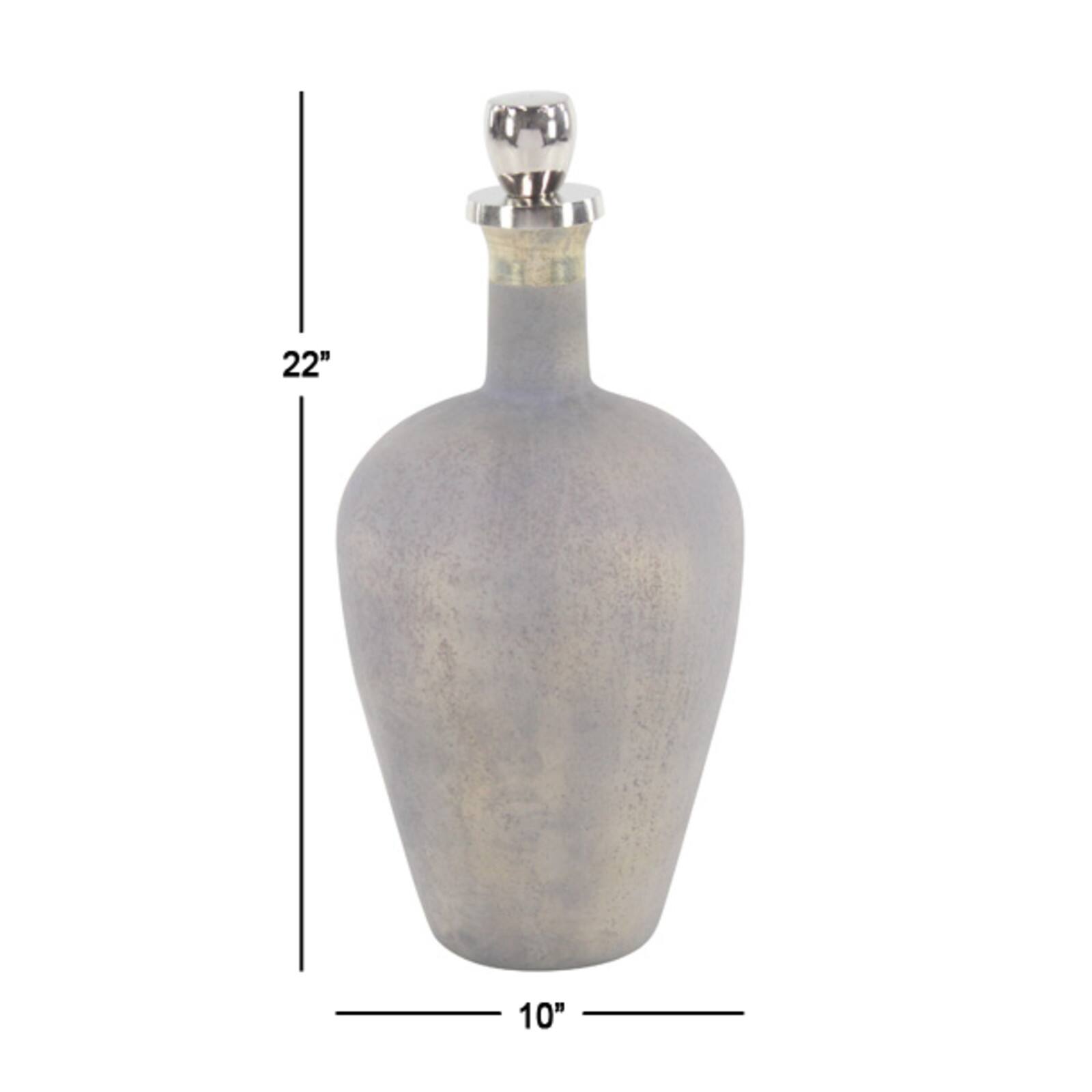 22" Gray Glass Modern Decorative Bottle