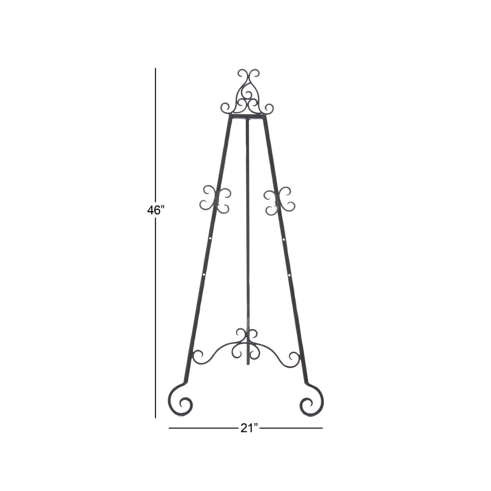 Traditional Black Iron Floor Easel, 46" x 21" x 22"